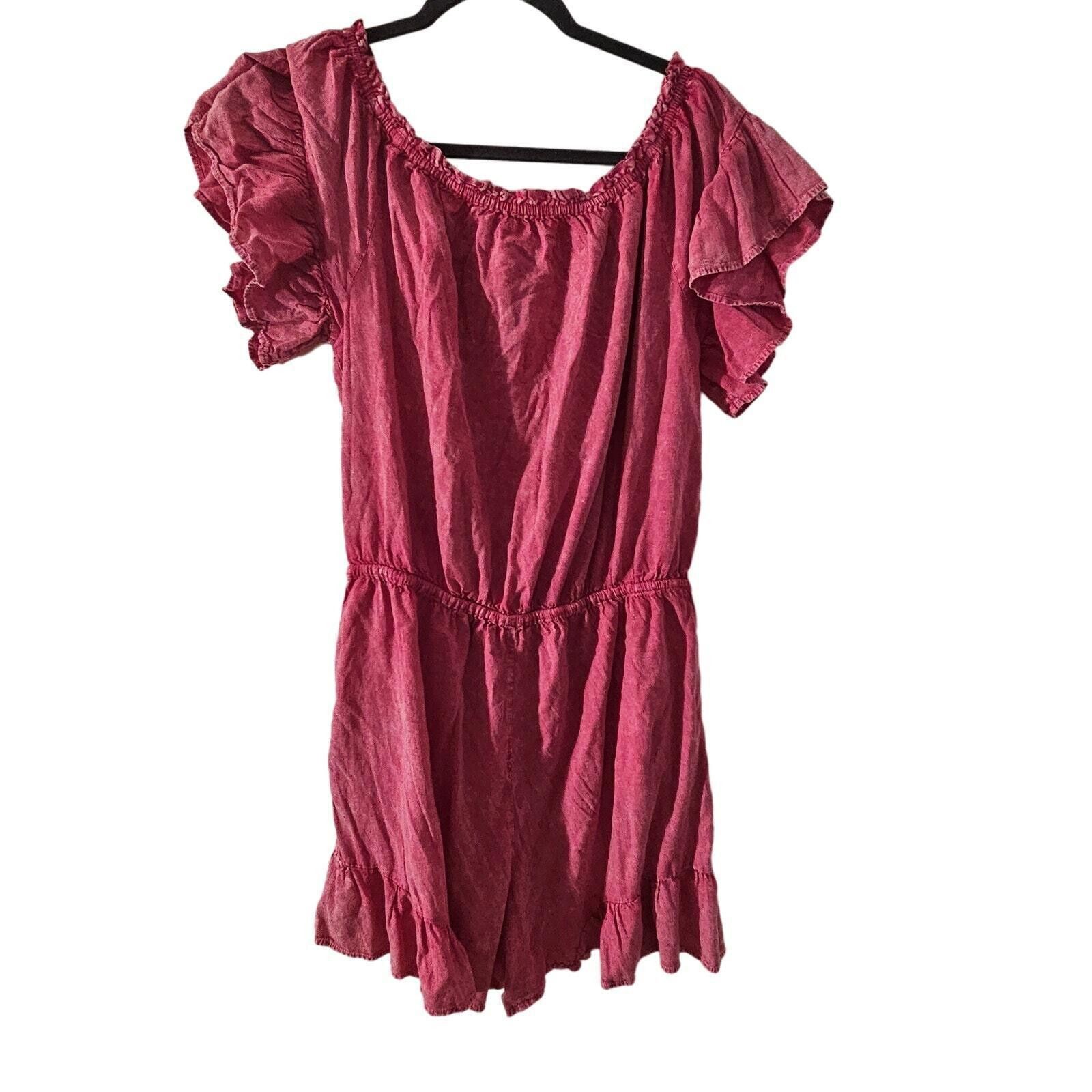 Designer Jodifl Pink Off The Shoulder Romper with Pockets Size M Size 32" / US 10 / IT 46 - 2 Thumbnail