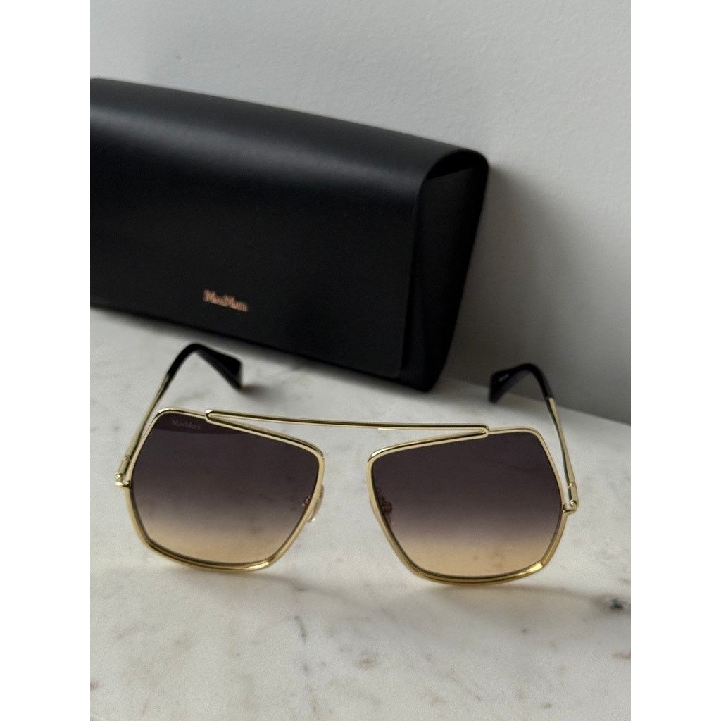 Max Mara NEW Max Mara MM0102 Petite Elsa Sunglasses Gold Smoke Size ONE SIZE - 5 Thumbnail