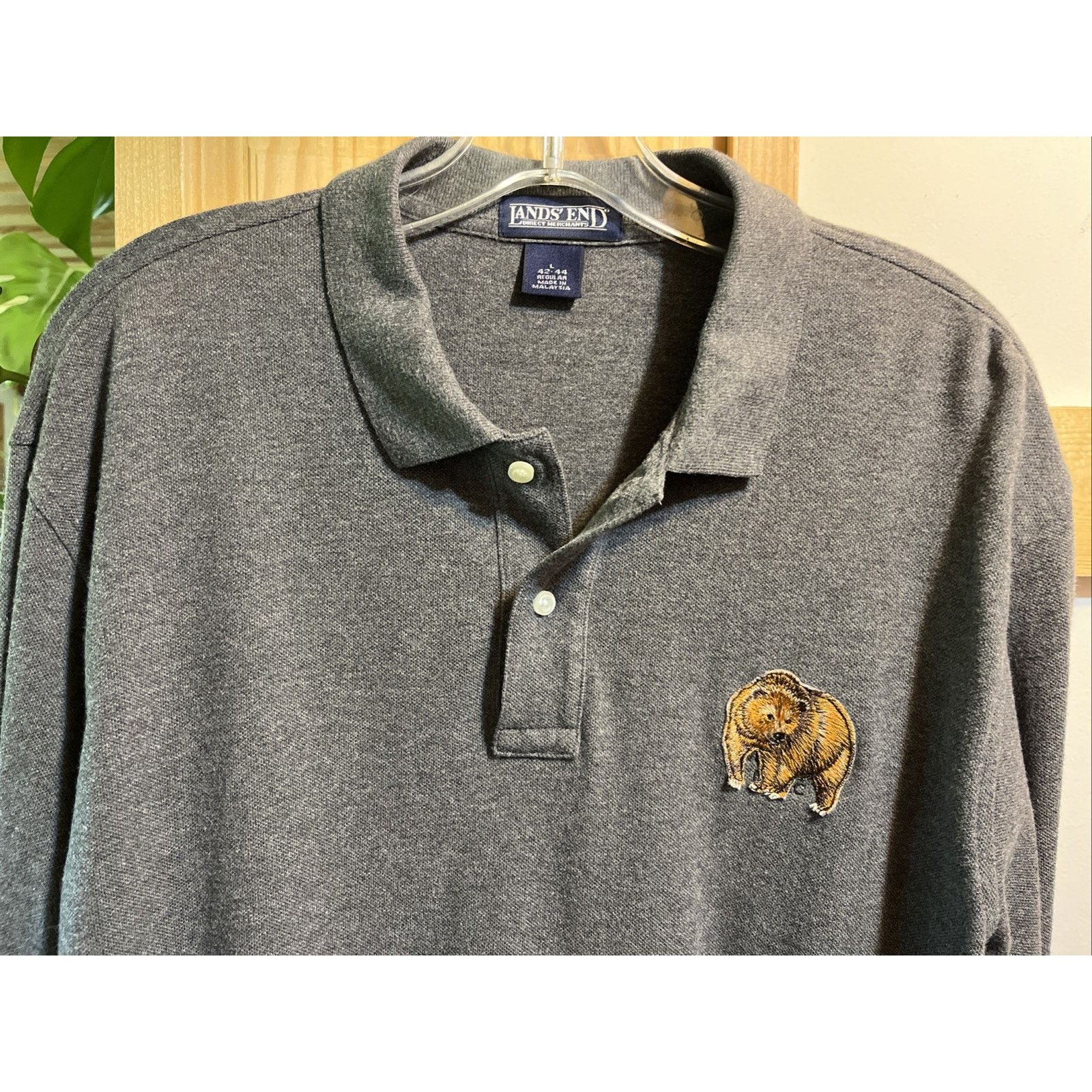 Lands' End Land’s End Men's Large (42-44) Gray Polo Bear Patch Cotton Size US L / EU 52-54 / 3 - 5 Thumbnail