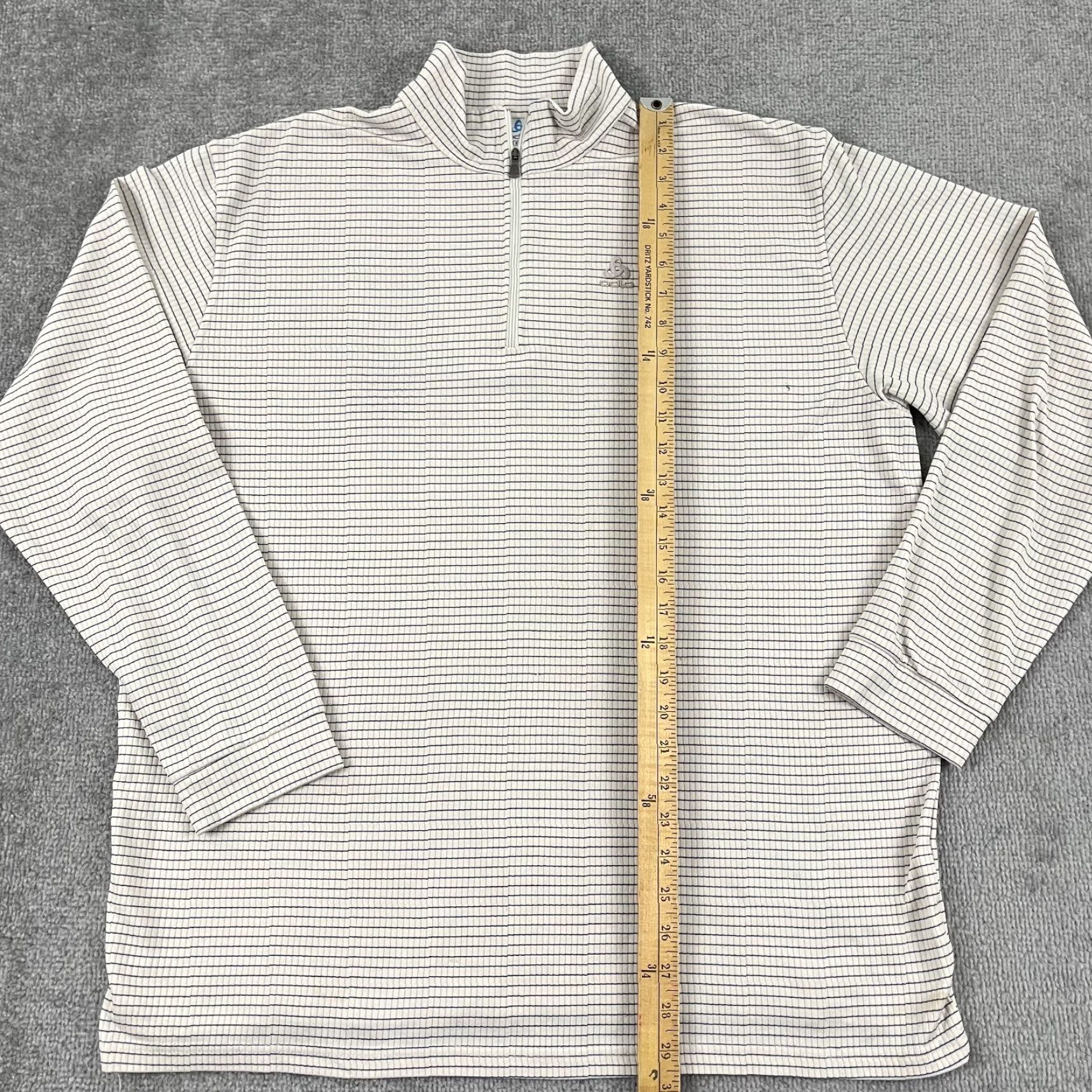 Odlo Odlo Jacket 2XL Mens Cream White Blue Striped Quarter Zip Pullover Performance Size US XXL / EU 58 / 5 - 4 Thumbnail