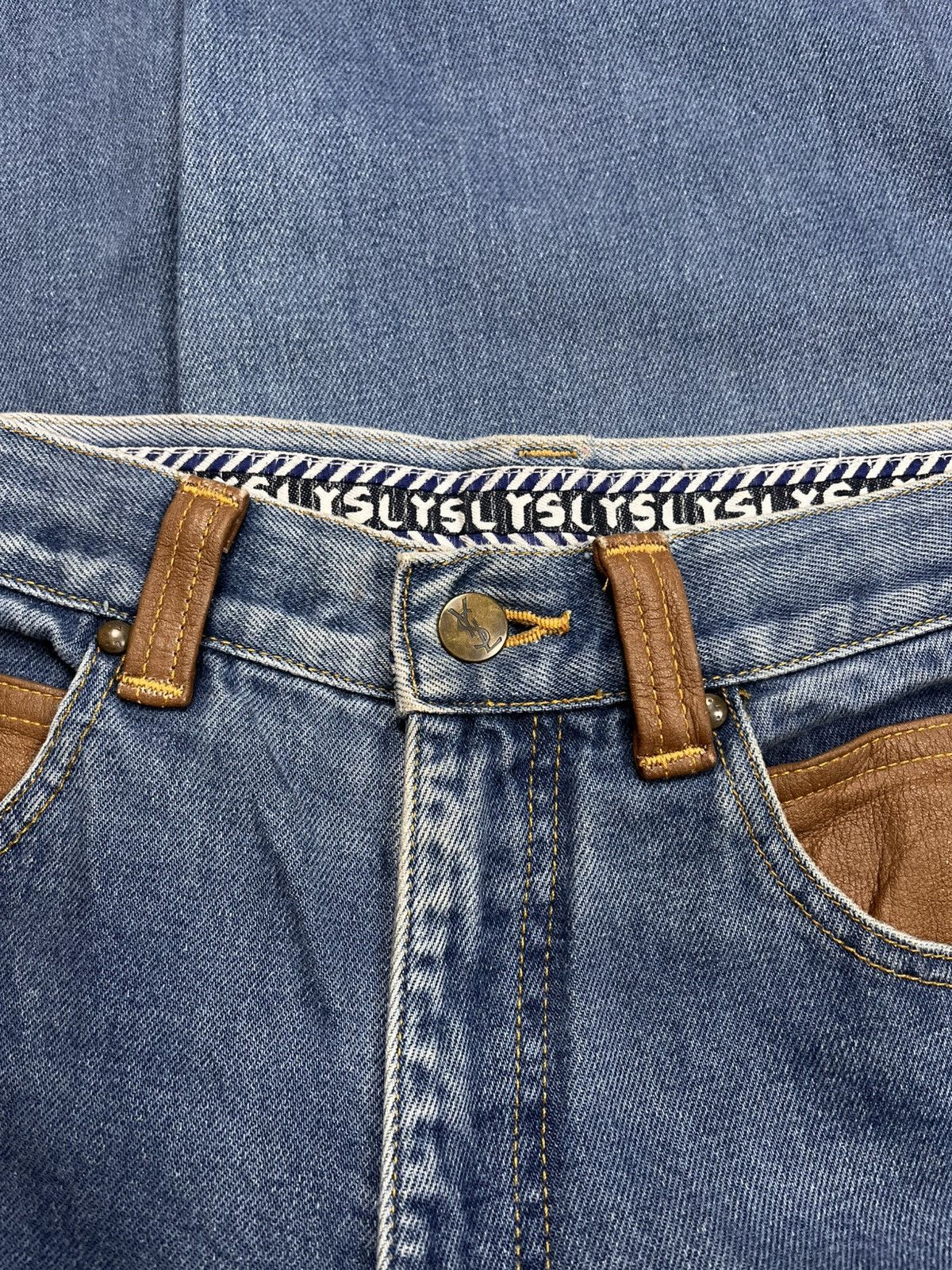 Yves Saint Laurent Yves Saint Laurent Leather Patch Denim Pants Size US 27 - 9 Thumbnail