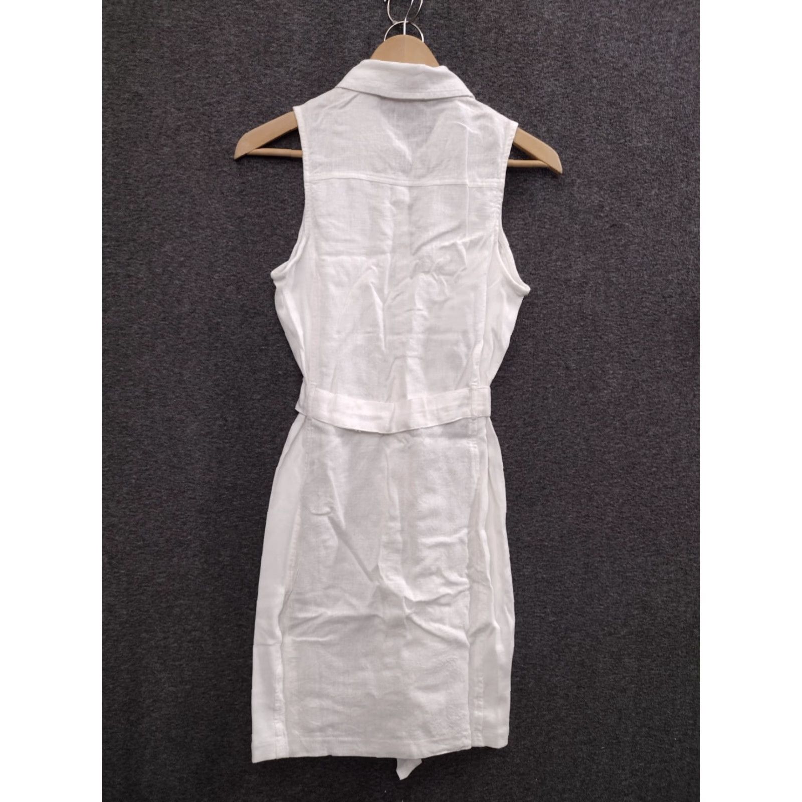 Guess Guess White Linen Belt Shirt Dress Fitted Collared Button Down Size S Womens Size S / US 4 / IT 40 - 2 Thumbnail