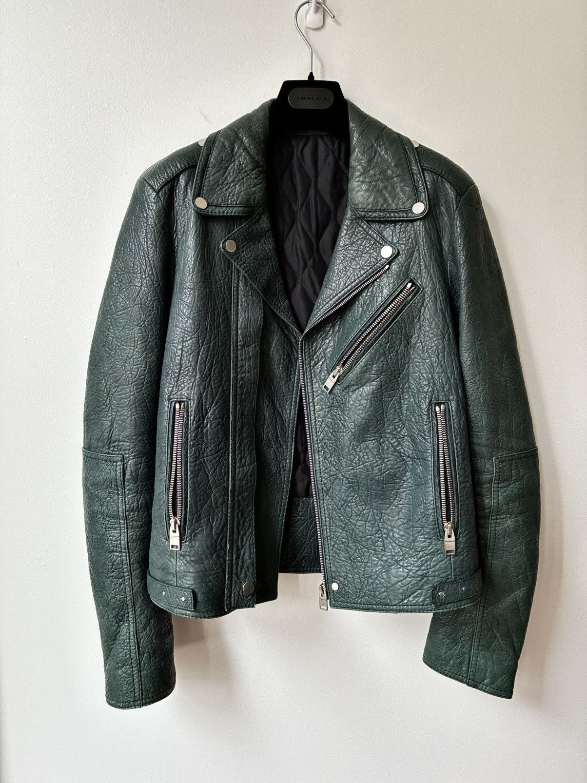Balenciaga Balenciaga AW2014 Green Lamb Leather Biker Jacket Size US S / EU 44-46 / 1 - 13 Thumbnail