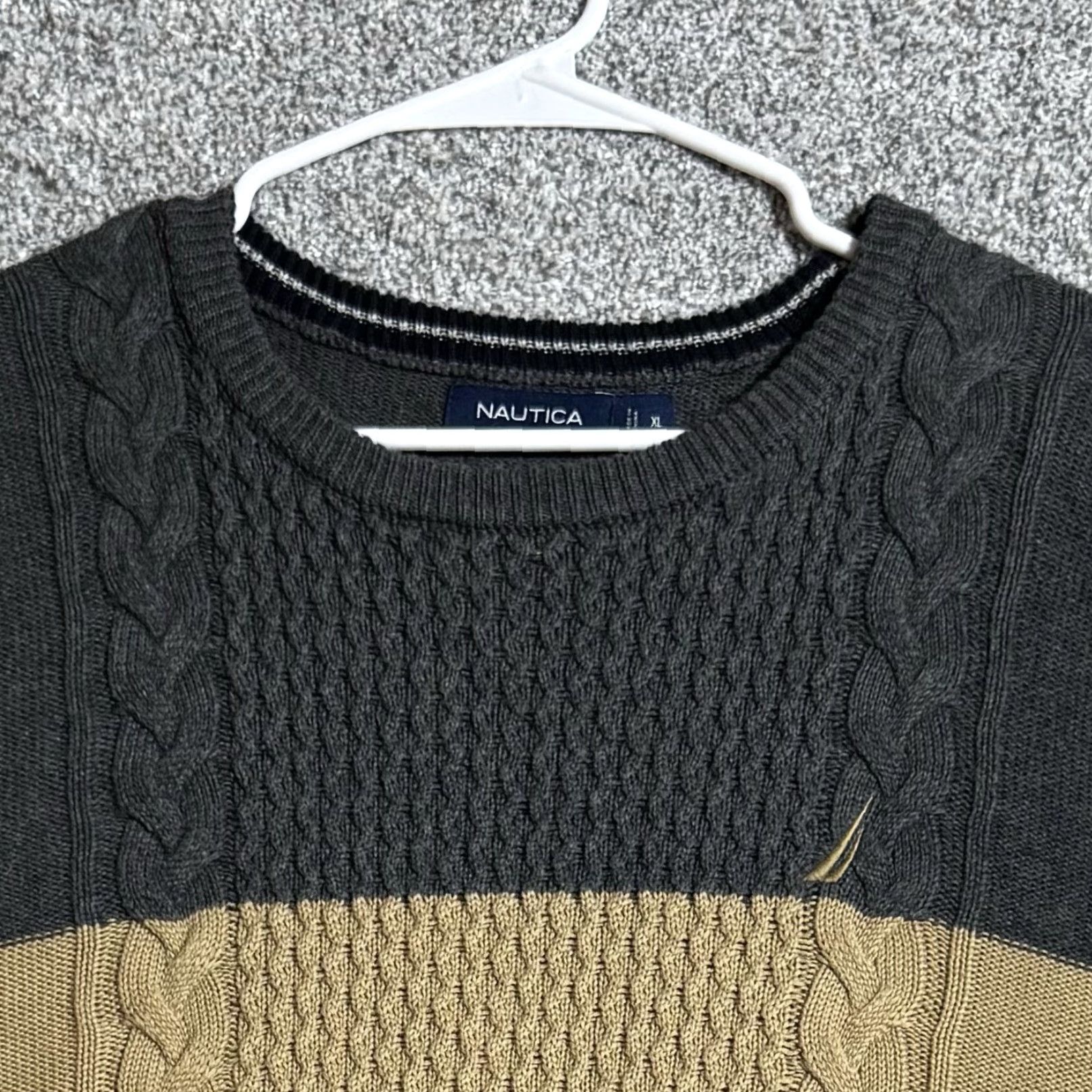 Nautica Nautica Sweater Mens XL Cable-Knit Preppy Nautical Winter Pullover Crew Neck Multicolor All Seasons Breathable Warm Casual Golf Hiking Walking Size US XL / EU 56 / 4 - 3 Thumbnail