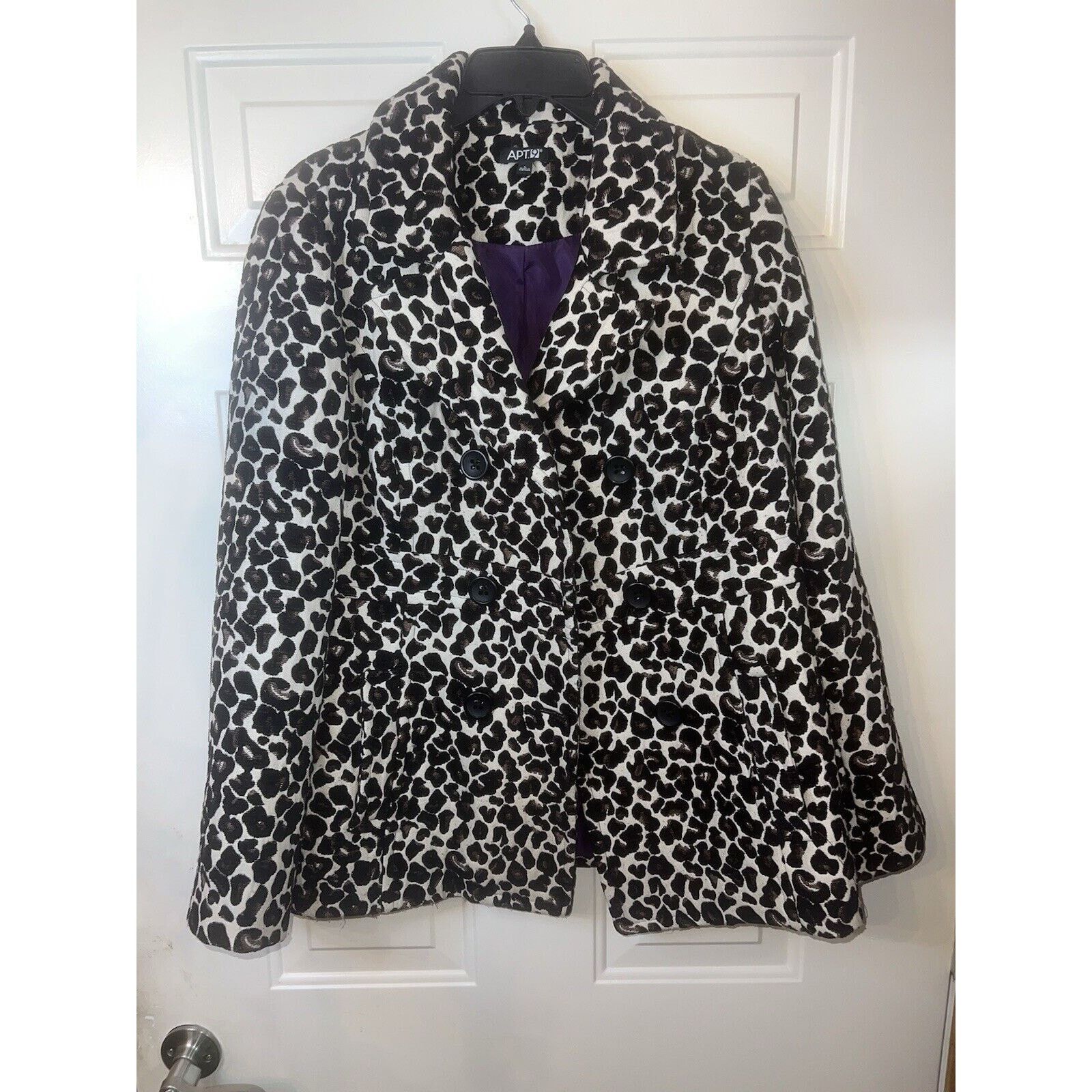 Apt. 9 Apt 9 Leopard Print Coat Women’s Large Button Front Jacket Size L / US 10 / IT 46 - 1 Thumbnail