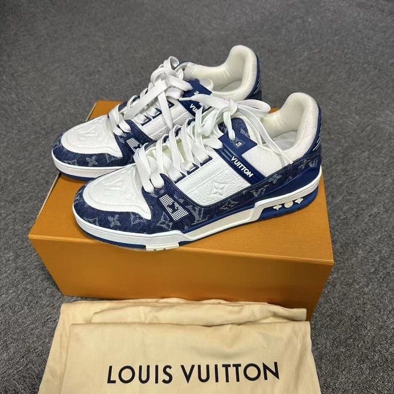 Louis Vuitton Louis Vuitton Blue and white denim Trainer denim leather c Size US 8.5 / EU 41-42 - 1 Thumbnail
