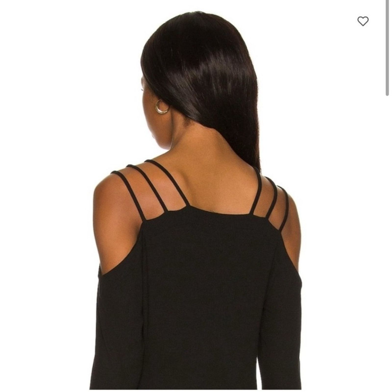 Other Revolve LNA Elder Ribbed Black Cold Shoulder Top Size L / US 10 / IT 46 - 2 Thumbnail