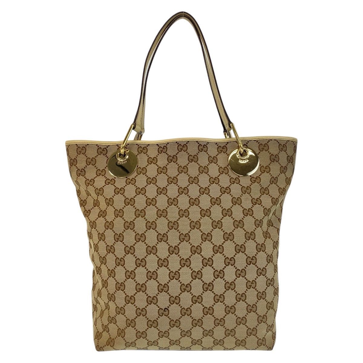 Gucci Gucci GG Canvas/leather 2Way Tote Bag 120835 Canvas Shoulder Bag 120835 in Beige, Women's