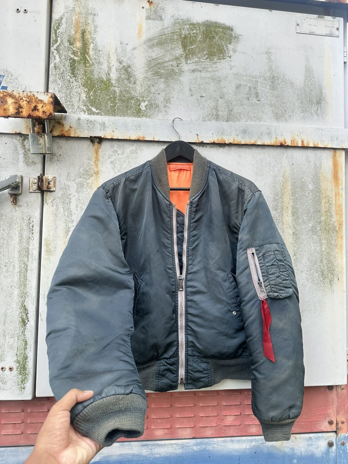 Vintage 🪖THRASHED Faded MA-1 Man Intermediate Bomber Jacket Size US M / EU 48-50 / 2 - 6 Thumbnail