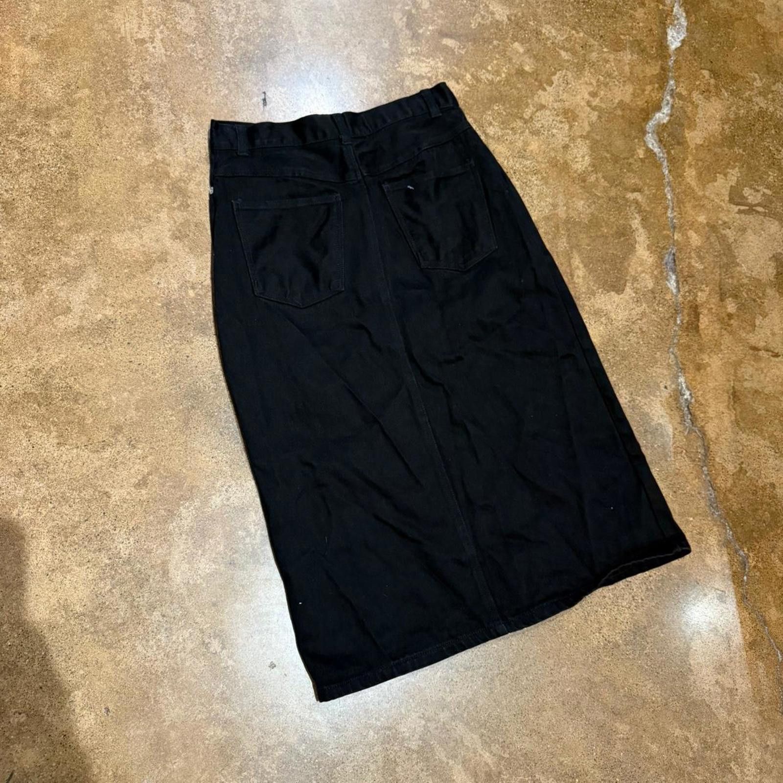 Express Black Denim Snap Button Up Midi Skirt Size 28" / US 6 / IT 42 - 4 Thumbnail