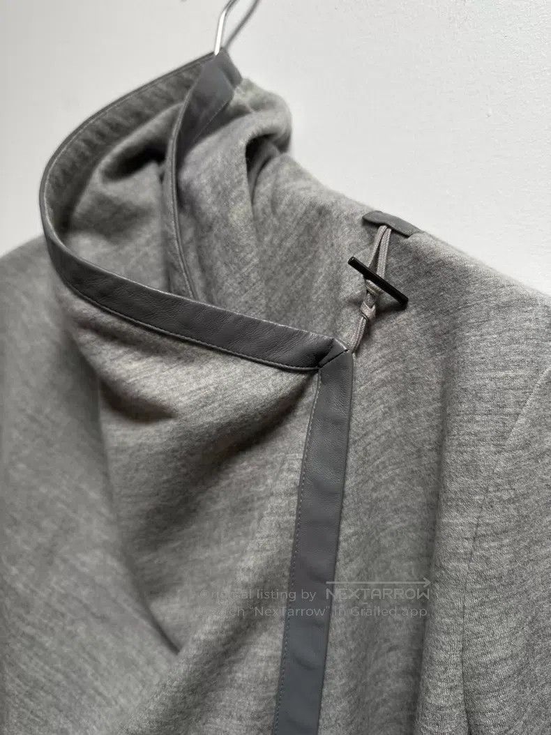 Helmut Lang Helmut Lang Grey Leather Edged Cardigan Size XS / US 0-2 / IT 36-38 - 3 Thumbnail