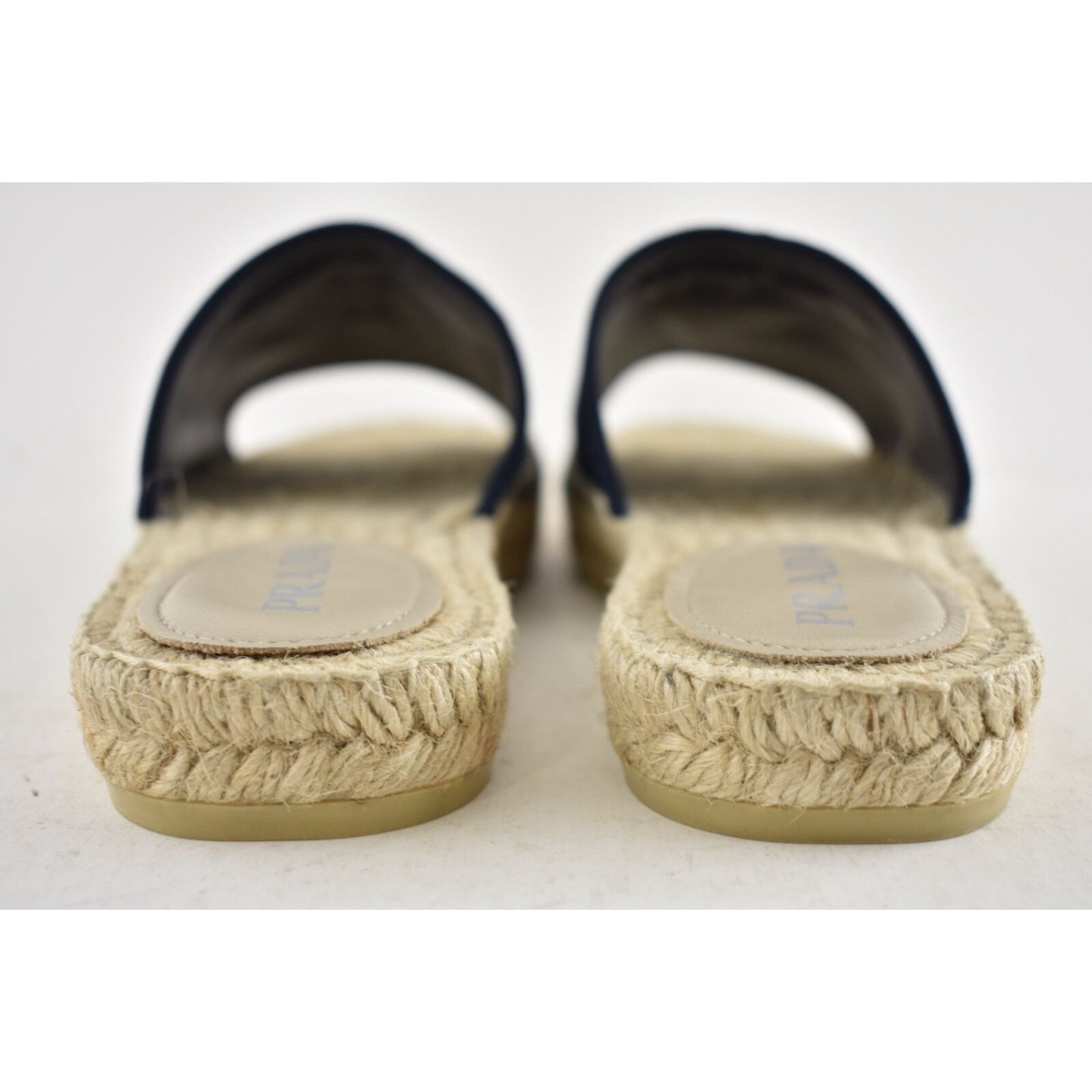 Prada Prada Baltico Blue Canvas Plaque Logo Slide Open Toe Size US 8 / IT 38 - 16 Thumbnail