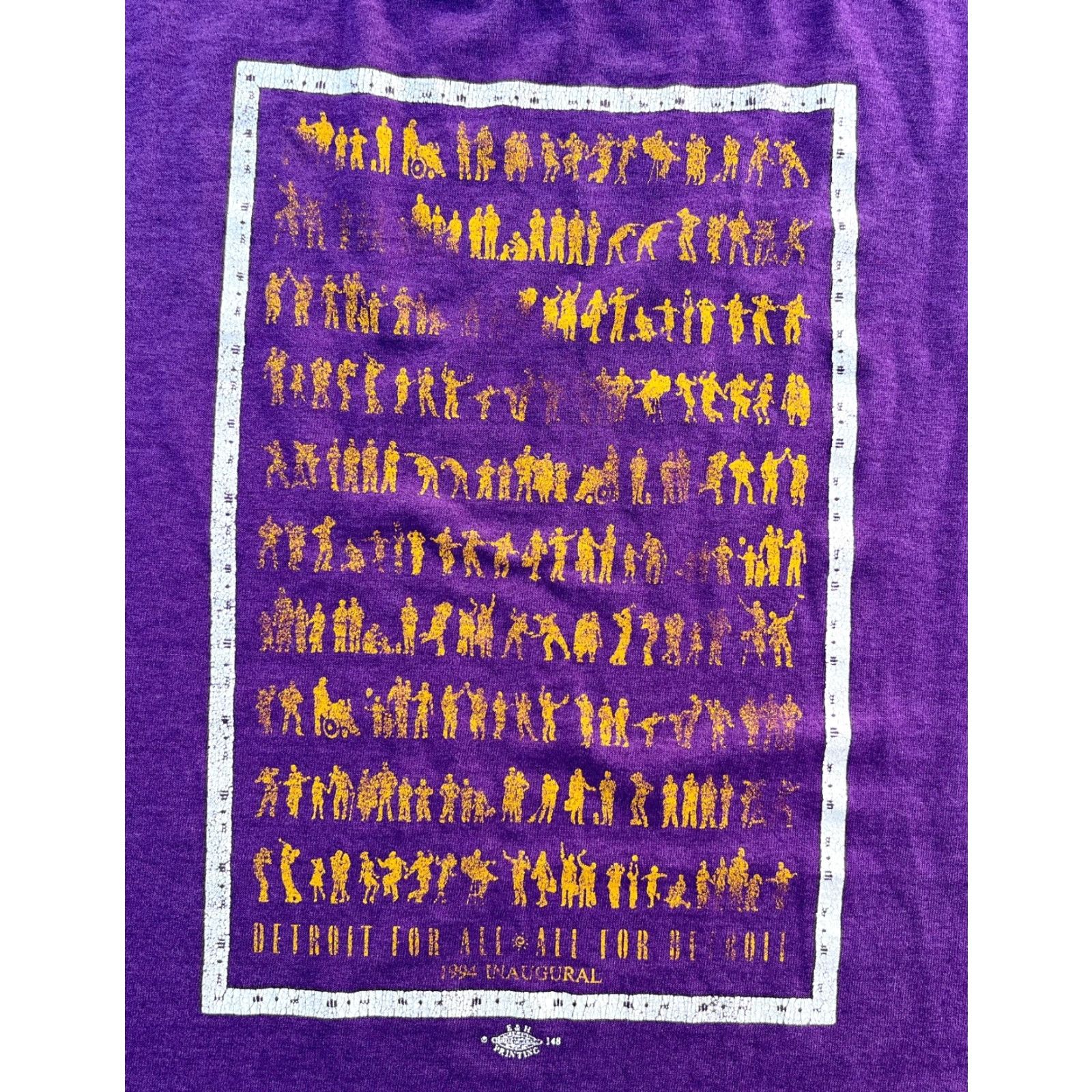 Fruit Of The Loom VINTAGE Detroit For All, All For Detroit T-Shirt 1994 Inaugural Made in USA Sz 2XL Purple 90s Fruit of the Loom Unisex Adults T-Shirt Mens Womens Size US XXL / EU 58 / 5 - 3 Thumbnail