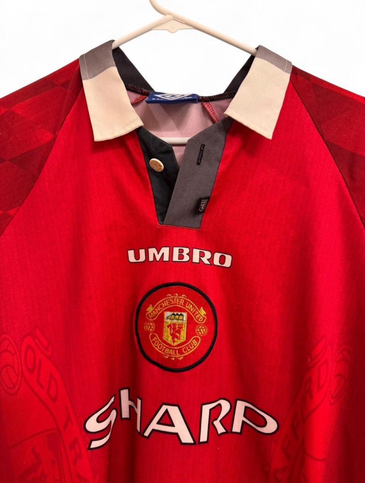 Umbro Vintage Umbro 1996-98 Manchester United Home Jersey Size US XL / EU 56 / 4 - 3 Thumbnail
