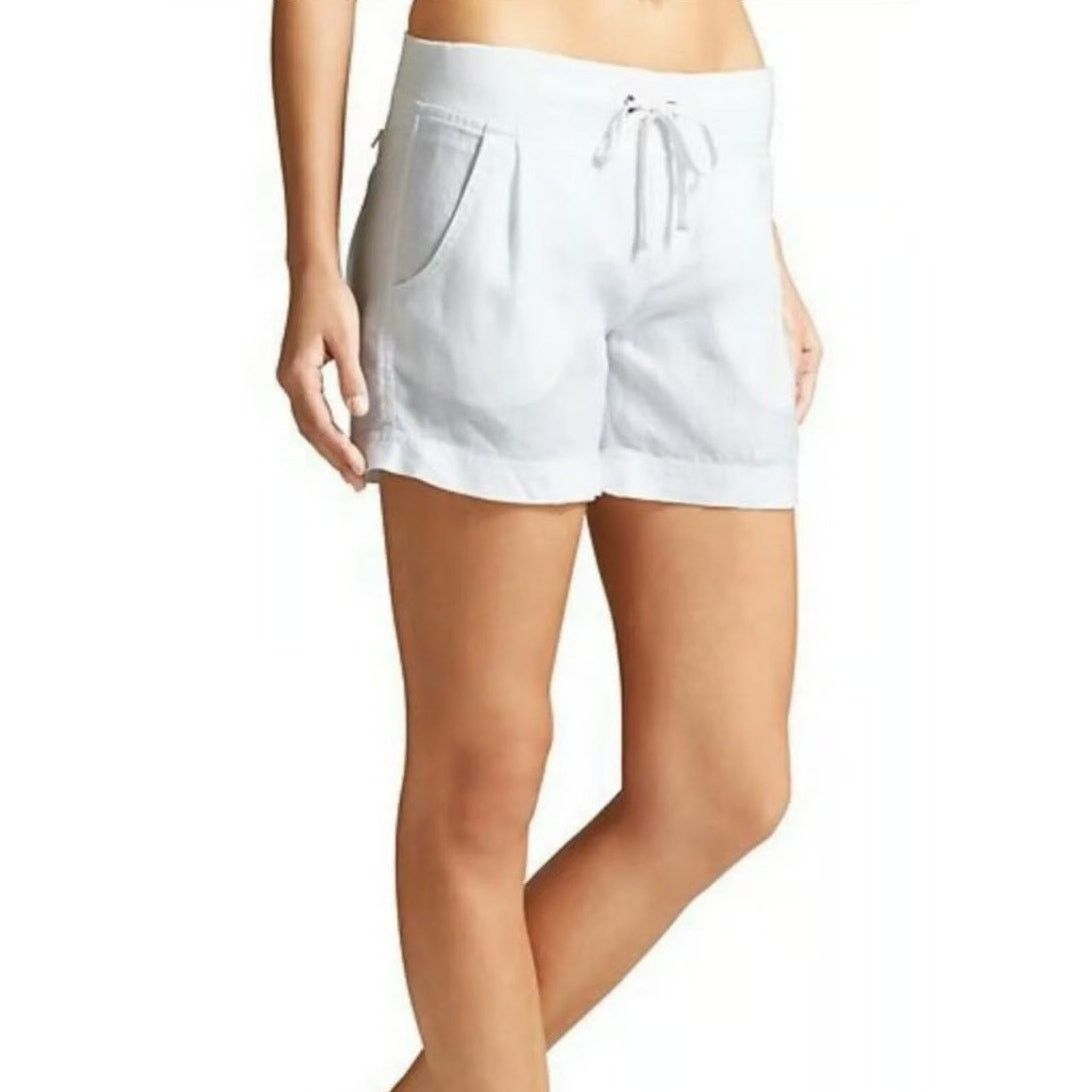 Athleta Athleta Linen Creston Midi Shorts White Pull On Womens 0 Size 25" / US 0 / IT 36 - 5 Thumbnail