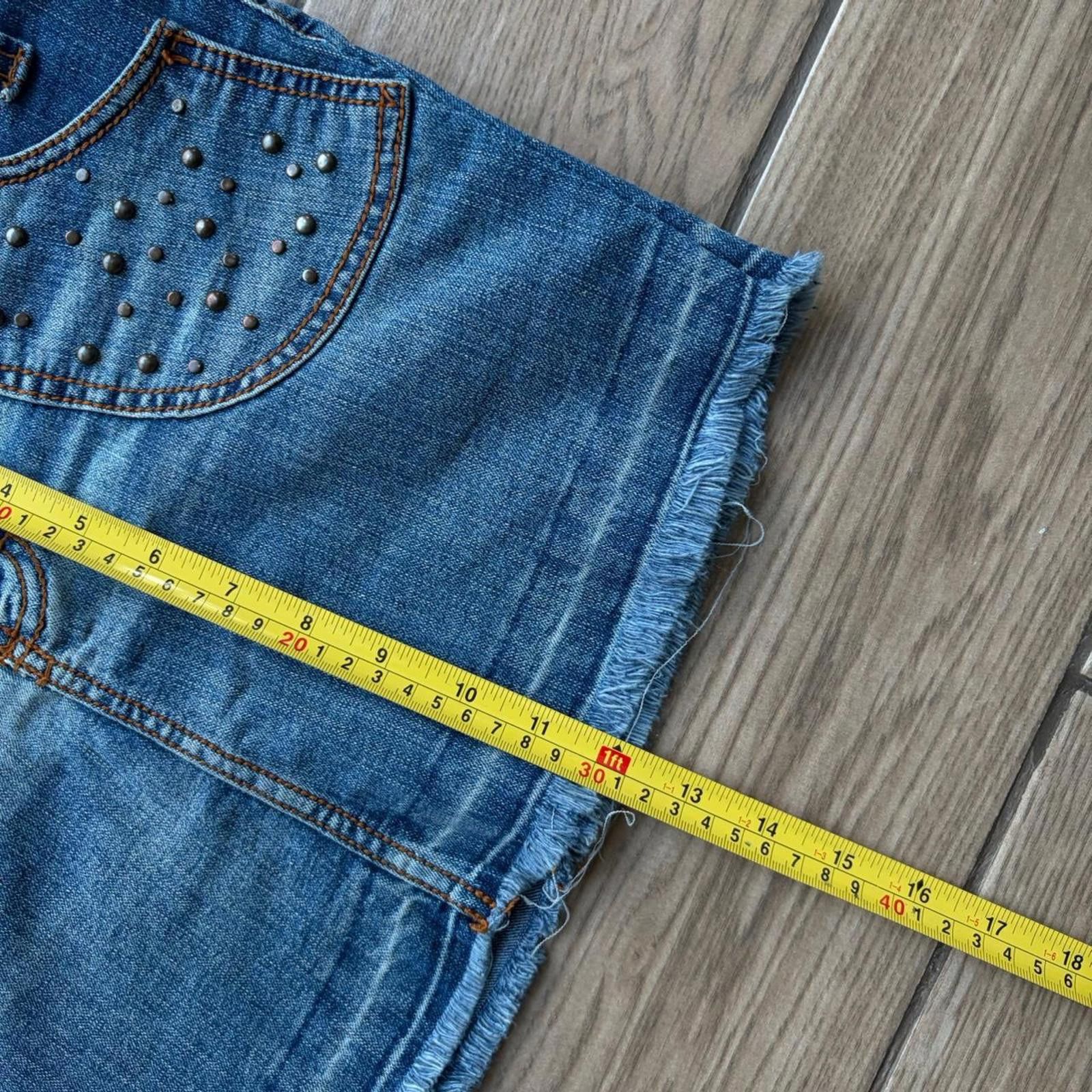 Other Y2K Grey Angel Grunge Embellished Mini Denim Skirt Size 30" / US 8 / IT 44 - 8 Thumbnail