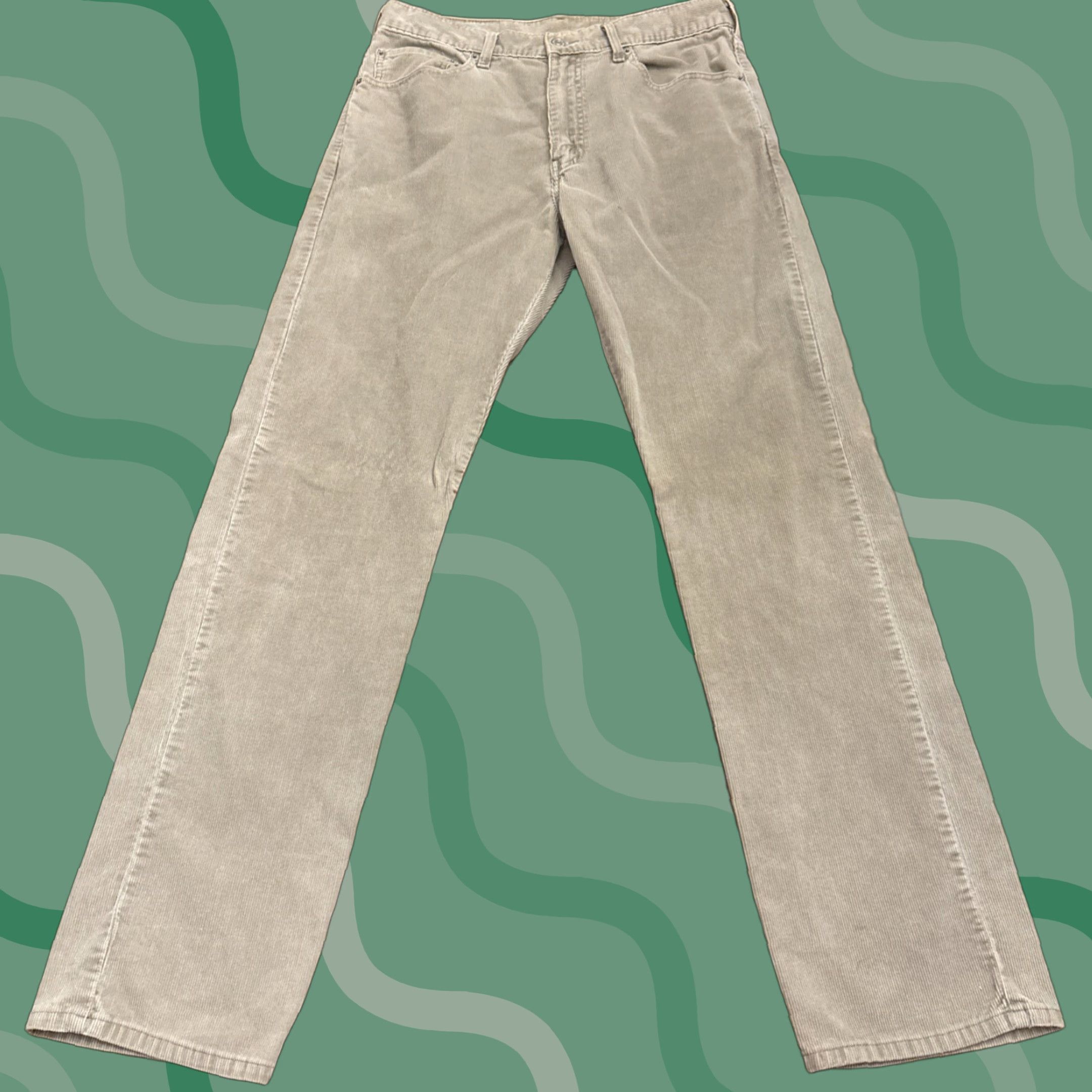 Levi's Vintage Levis Jeans Mens 34x33 Khaki Corduroy 505 Regular Straight Leg Y2K Size US 36 / EU 52 - 1 Thumbnail