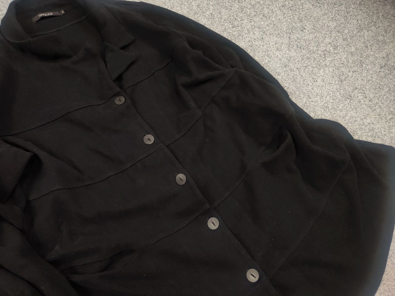Vintage Grizas Design black Asymmetric cardigan cotton coat buttons Size XL / US 12-14 / IT 48-50 - 3 Thumbnail