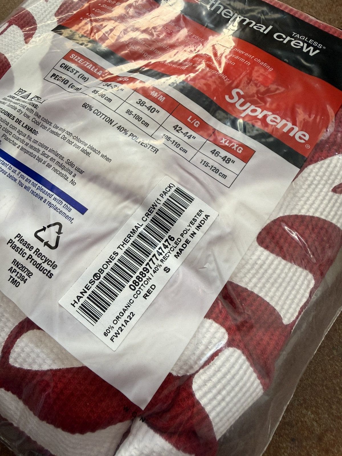 Hanes × Supreme Supreme x Hanes Bone Skeleton Thermal Red Small Size US S / EU 44-46 / 1 - 10 Thumbnail