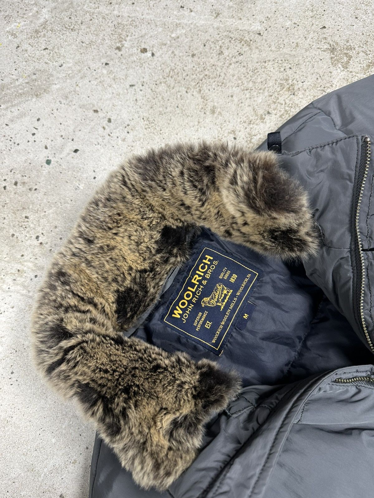 Woolrich Woolen Mills Woolrich John Rich & Bros Grey Puffer Down Jacket Fur Size US M / EU 48-50 / 2 - 7 Thumbnail