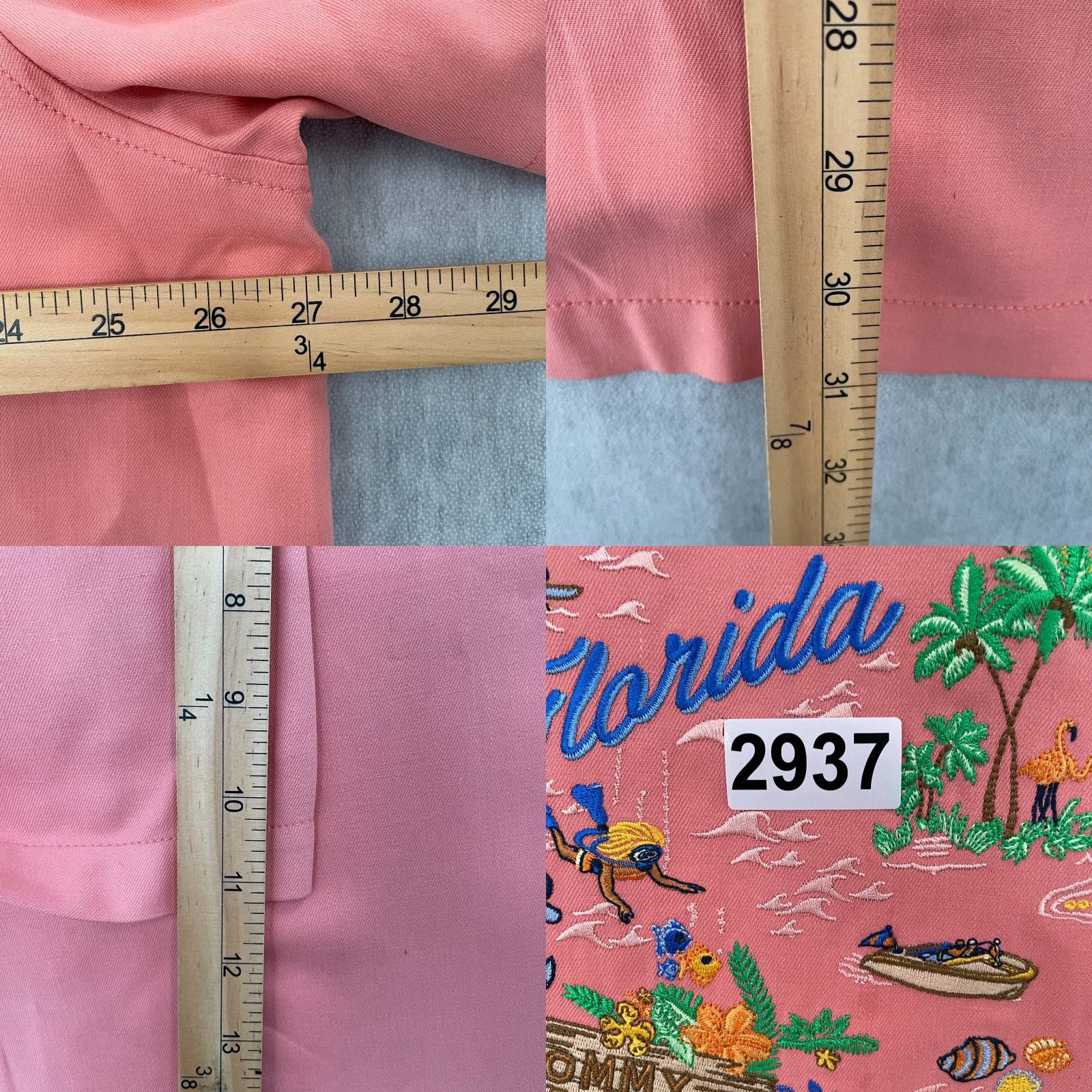 Tommy Bahama VINTAGE Tommy Bahama Shirt Adult 2XL Salmon Pink Button Up Embroidered Loop Collar Mens Size US XXL / EU 58 / 5 - 9 Thumbnail