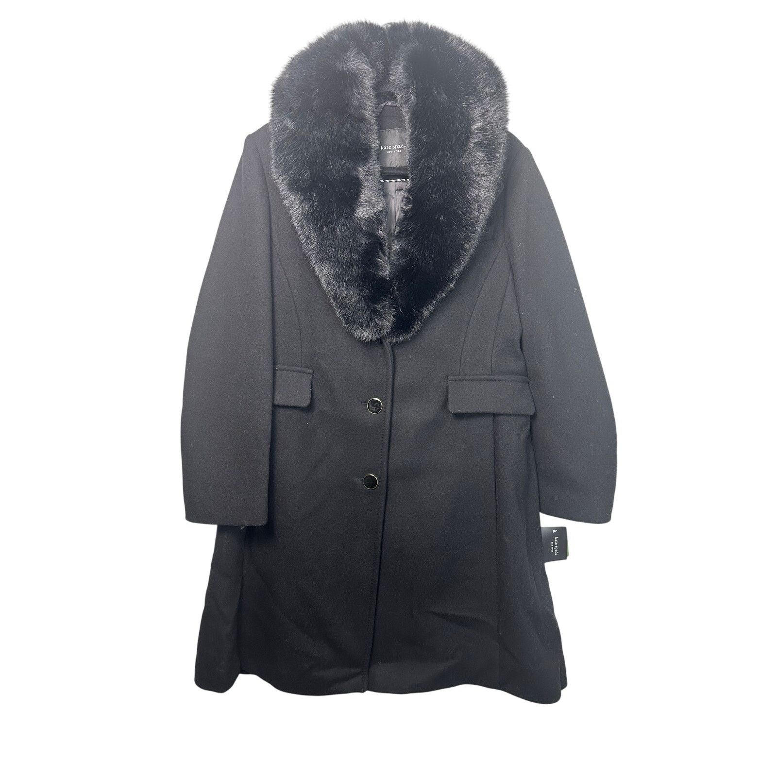 Kate Spade Kate Spade NWT Women’s Black Wool Blend Coat size L Size L / US 10 / IT 46 - 4 Thumbnail