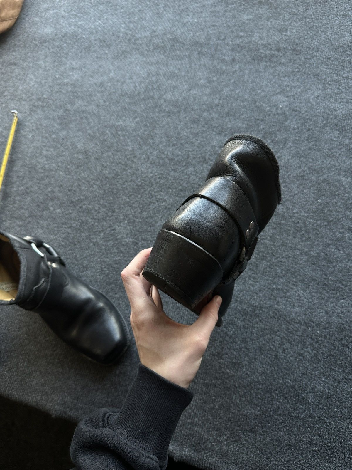 Leather WESTERN 🚨 LEATHER ANKLE METAL COWBOY BLACK BOOTS Size US 6.5 / EU 39-40 - 19 Thumbnail