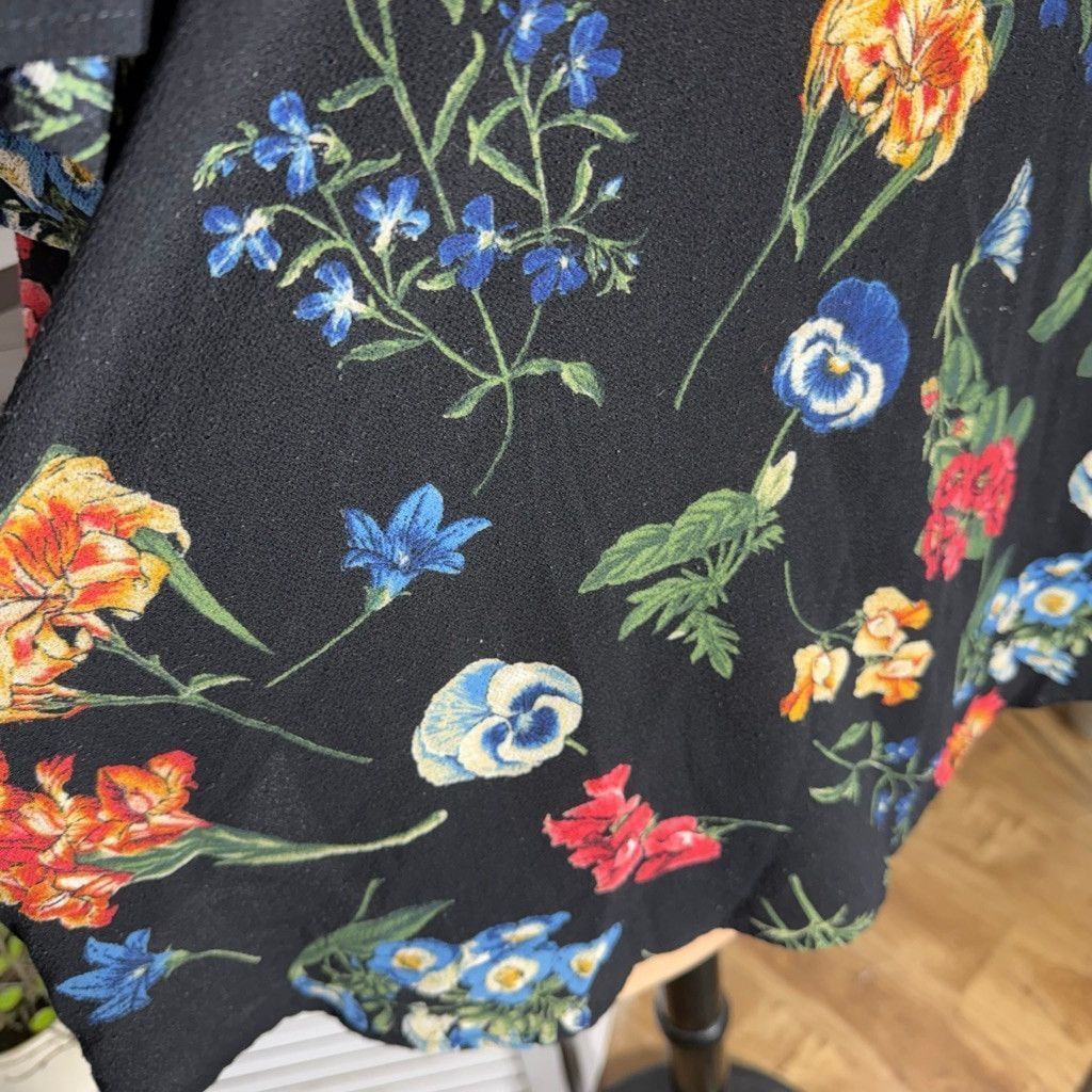 Vintage hippie blouse boho black red floral cold shoulder sz 3X Size 3XL / US 20-22 - 9 Thumbnail