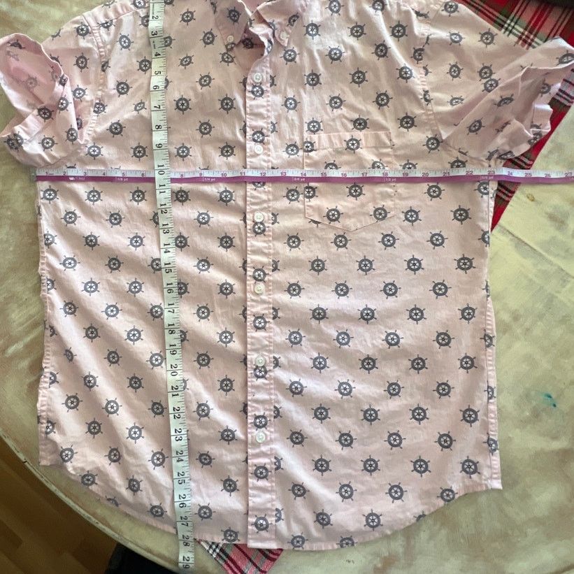 J.Crew JCrew Nautical Wheel Pink SS Button Up Flex Washed SLIM LRG Size US L / EU 52-54 / 3 - 4 Thumbnail