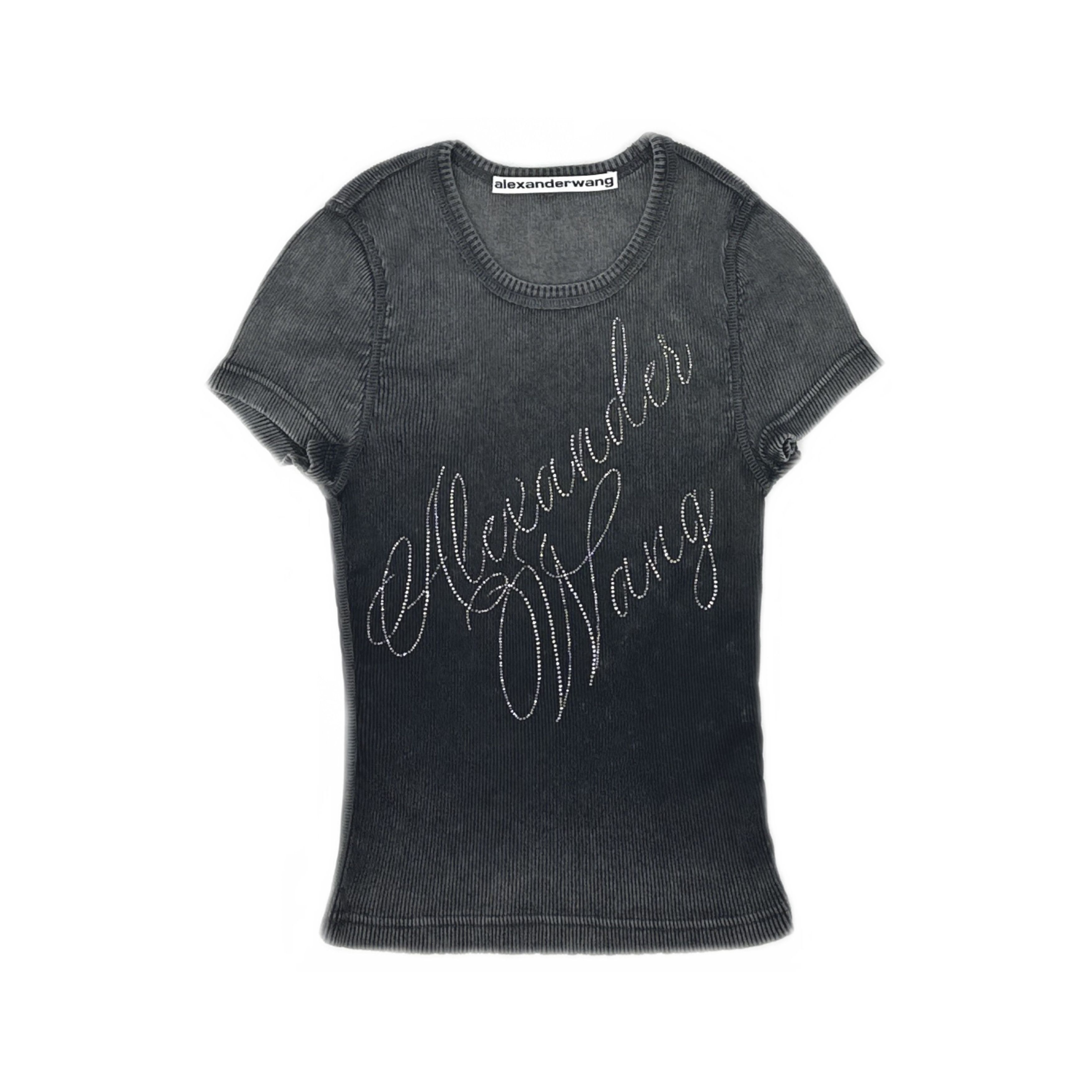 Alexander Wang Alexander Wang Crystal Logo Ribbed T-Shirt Size S Size S / US 4 / IT 40 - 1 Thumbnail