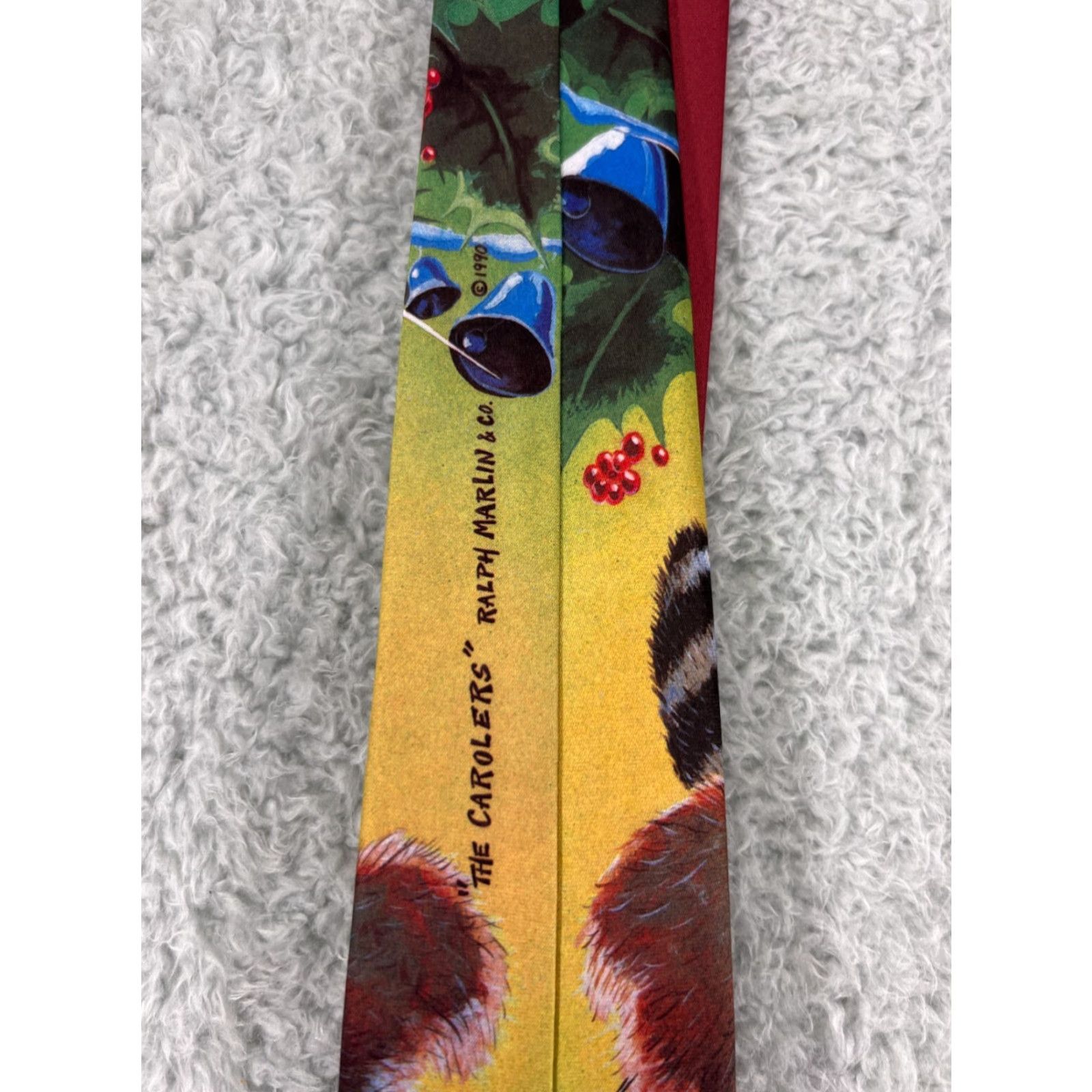 Vintage VINTAGE Ralph Marlin Mens Tie One Size Red Christmas Holiday Snow Man The Carolers Classic Pattern Size ONE SIZE - 6 Thumbnail