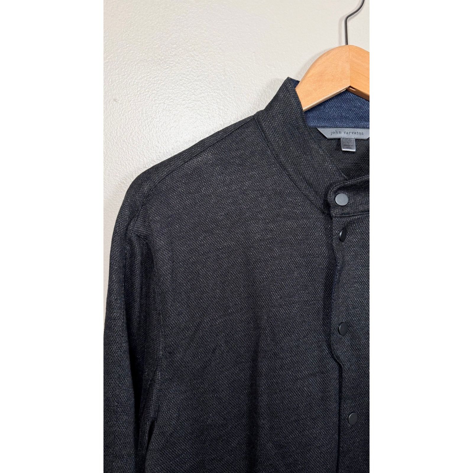 John Varvatos John Varvatos Heathered Knit Snap-Front Jacket size L $688 Size US L / EU 52-54 / 3 - 9 Thumbnail