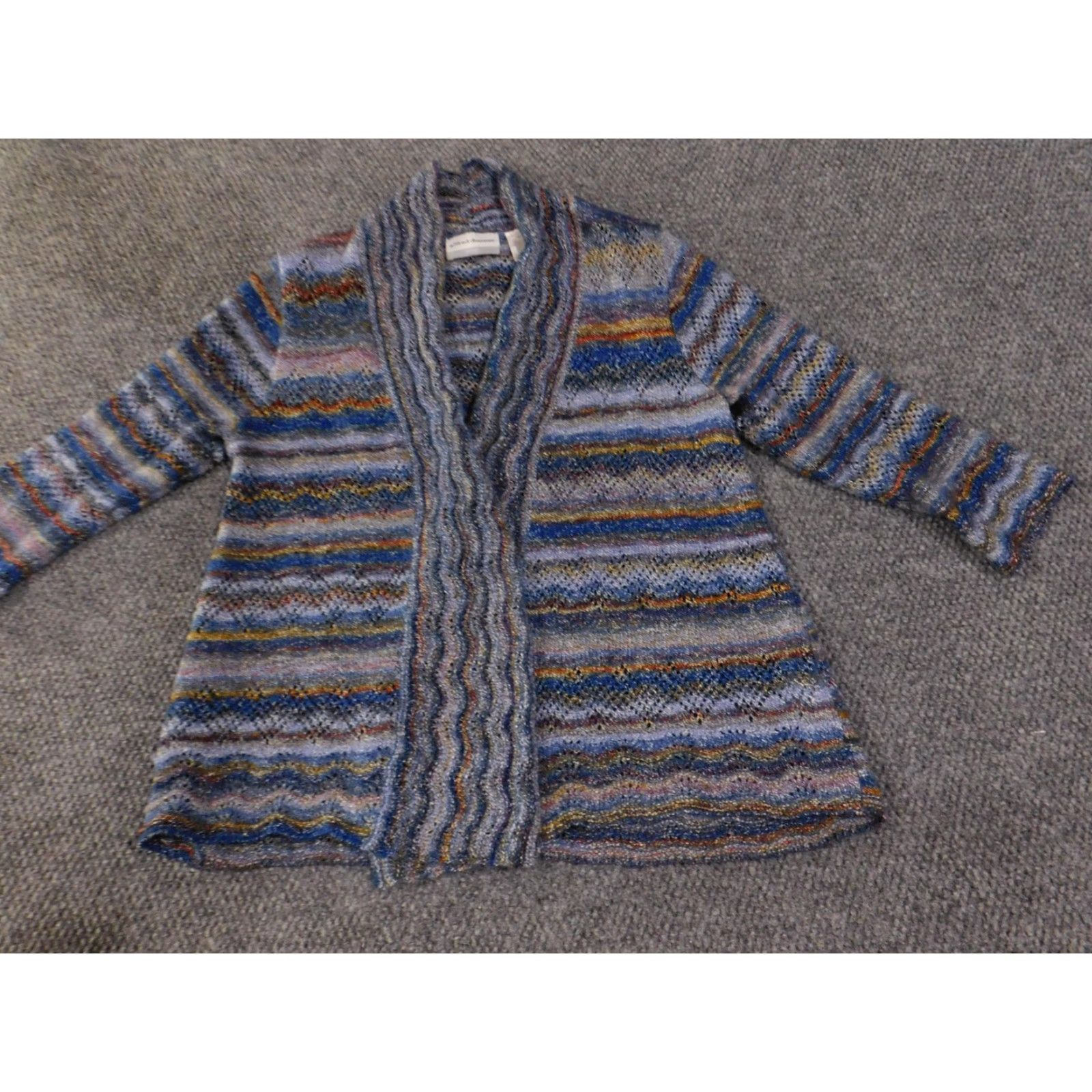 Vintage VINTAGE Alfred Dunner Sweater Womens Petite XL Striped Open Front 3/4 Sleeve Cardigan Size XL / US 12-14 / IT 48-50 - 3 Thumbnail