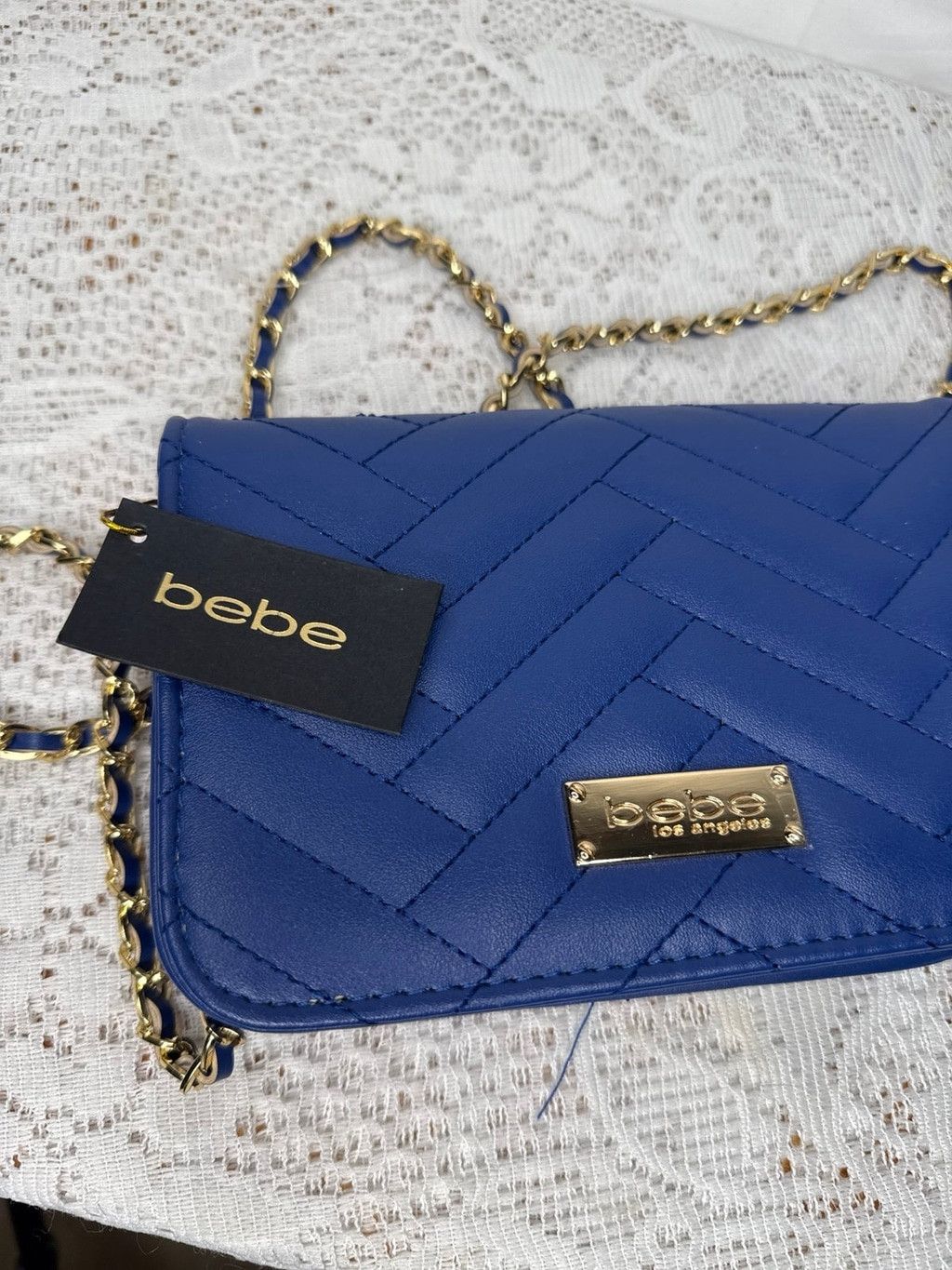 Bebe NWT Bebe Sophia blue quilted crossbody with chain strap Size ONE SIZE - 2 Thumbnail