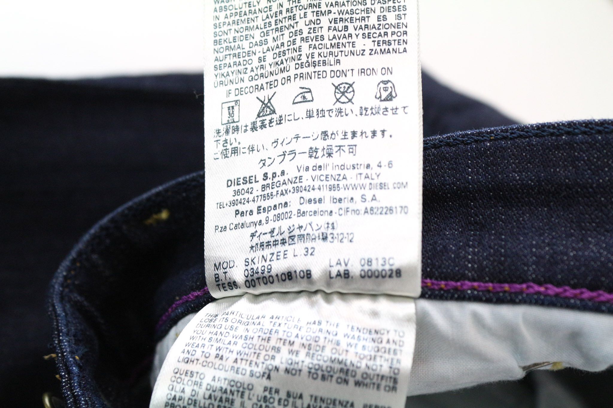 Diesel SKINZEE 0813C W26/L32 Blue Stretch Jeans 71713 Size 26" / US 2 / IT 38 - 9 Thumbnail