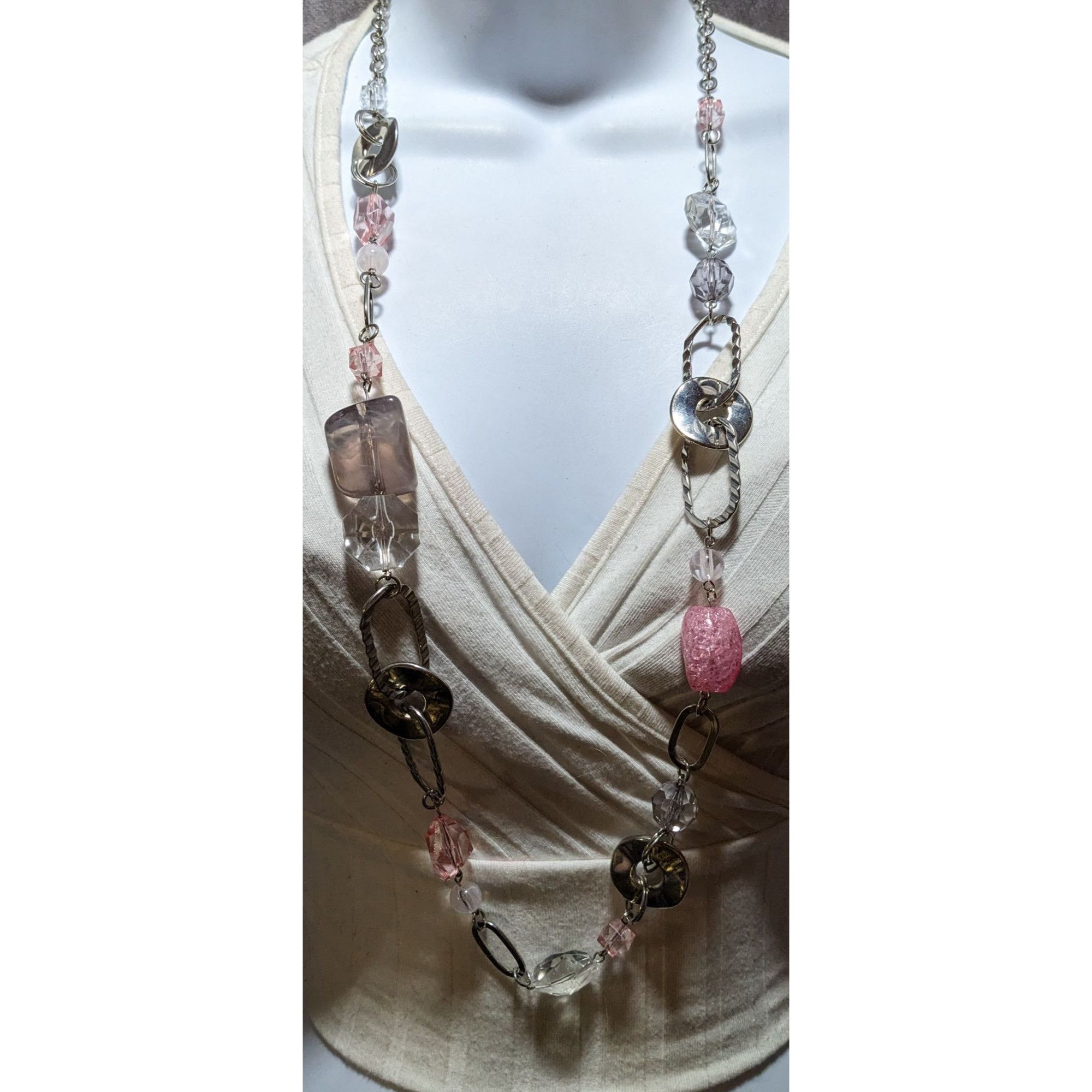 Other Pink And Silver Chunky Gemmed Statement Necklace Size ONE SIZE - 4 Thumbnail