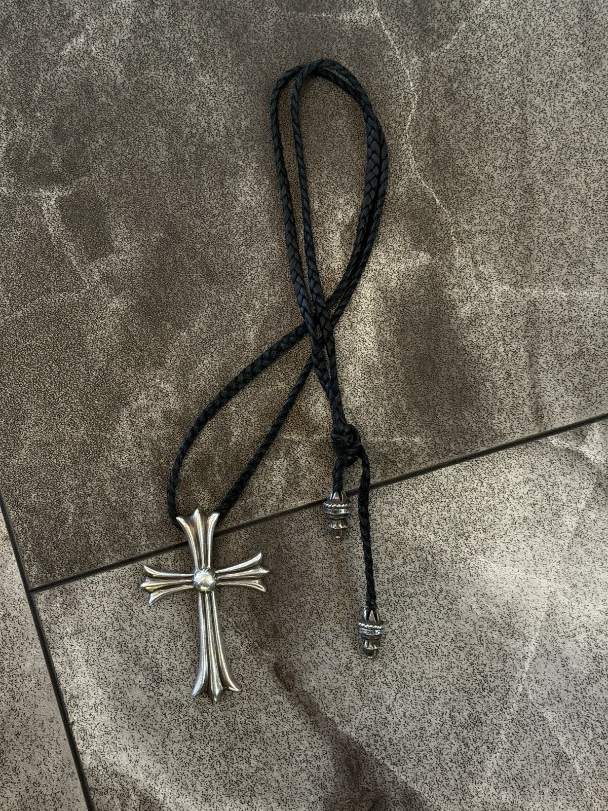 Chrome Hearts Chrome Hearts Large Cross Pendant & Braided Leather Chain Size ONE SIZE - 3 Thumbnail