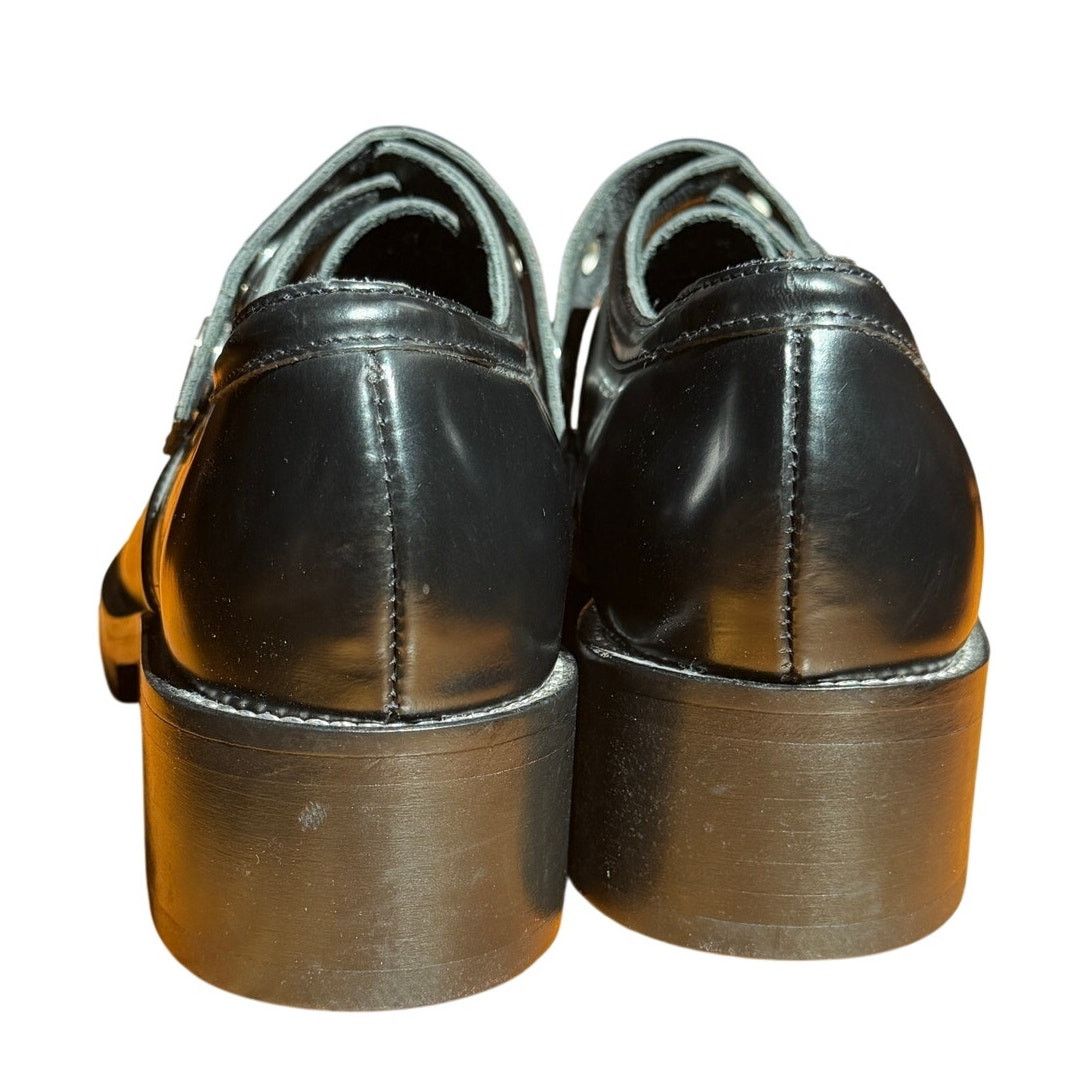 Sandro Sandro Black Loafers w/ Studded Strap and Buckle Fastening Size US 8.5 / IT 38.5 - 4 Thumbnail