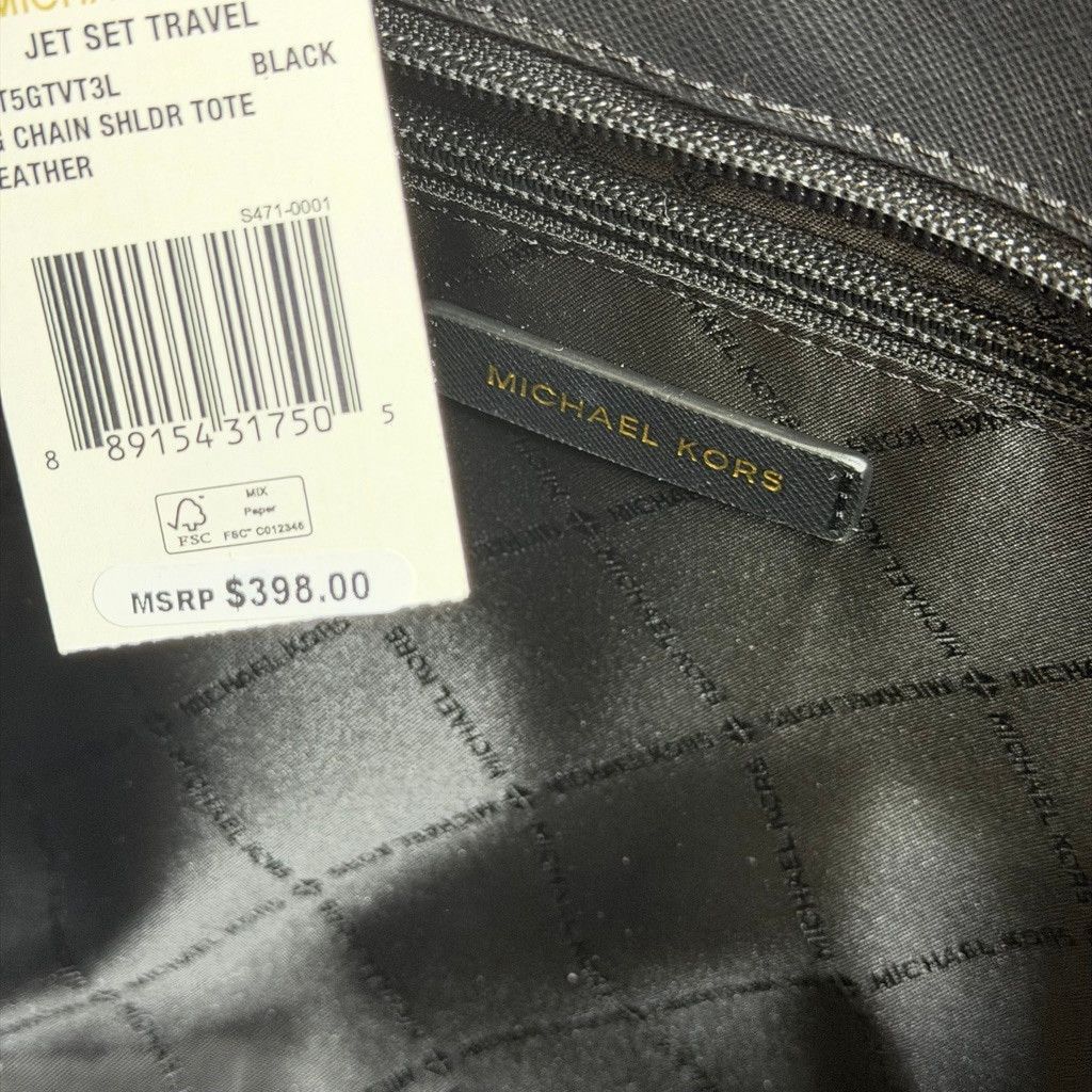 Michael Kors Michael Kors Jet Set Travel Black Leather Shoulder Tote Size ONE SIZE - 7 Thumbnail