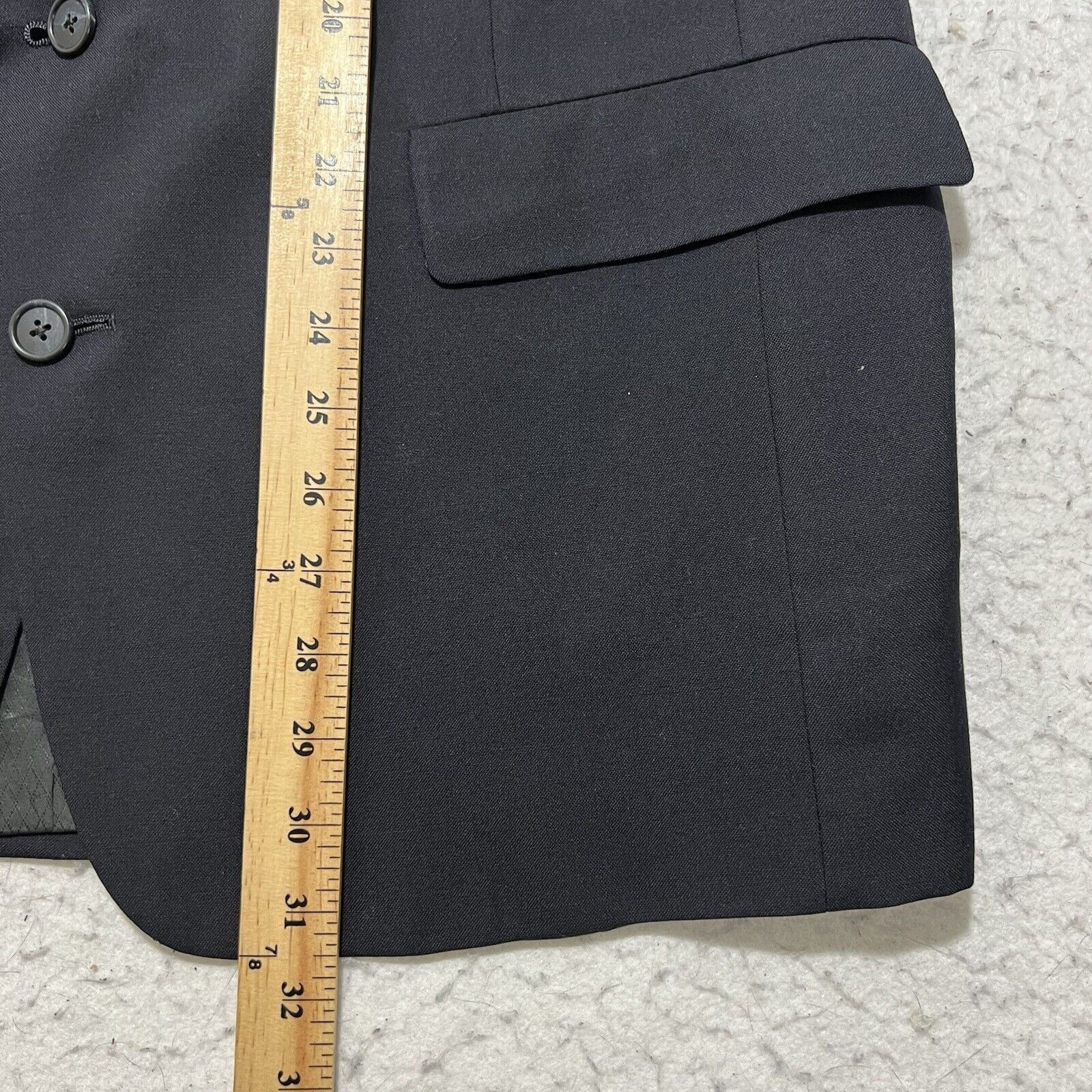 Hart Schaffner & Marx 44R Wool Micron 2000 Black Suit Jacket