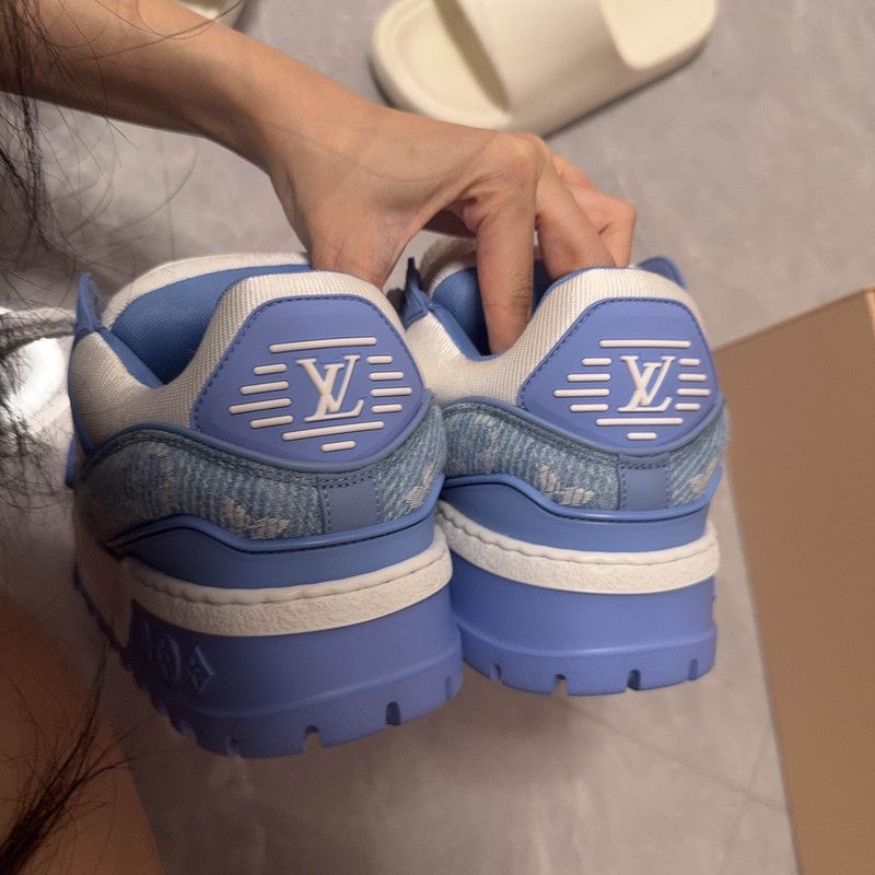 Louis Vuitton Louis Vuitton Trainer Maxi Blue and White Sneakers -2508 Size US 7.5 / EU 40-41 - 3 Thumbnail