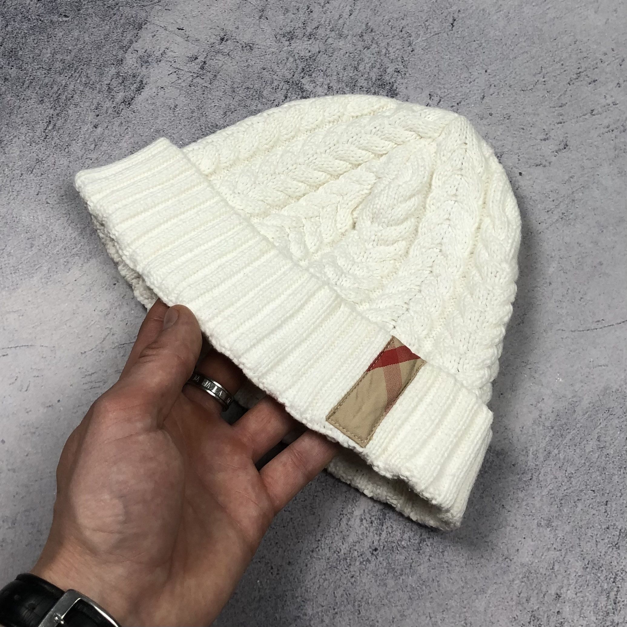 Burberry Burberry Cable Knit Beanie Hat Nova Check Plaid Tag Size ONE SIZE - 3 Thumbnail