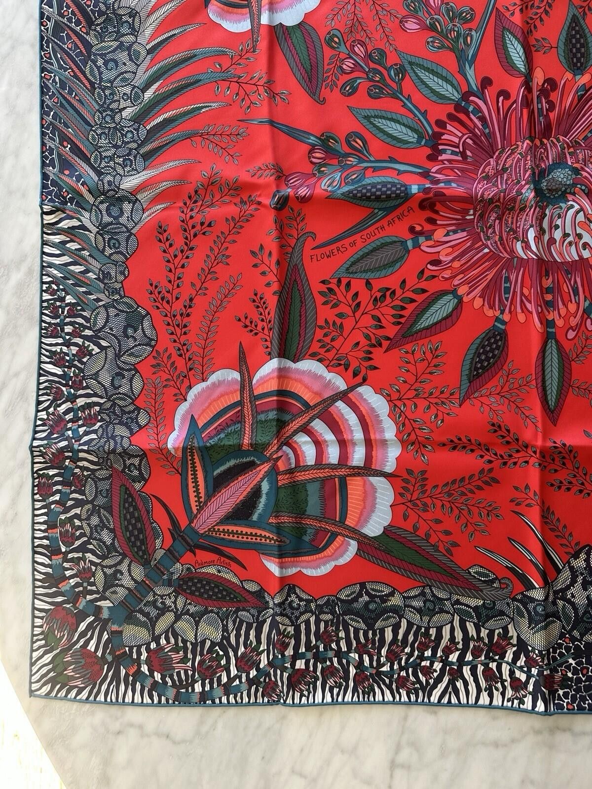 Hermes Hermes 90 Silk Scarf Flowers of South Africa Size ONE SIZE - 8 Thumbnail