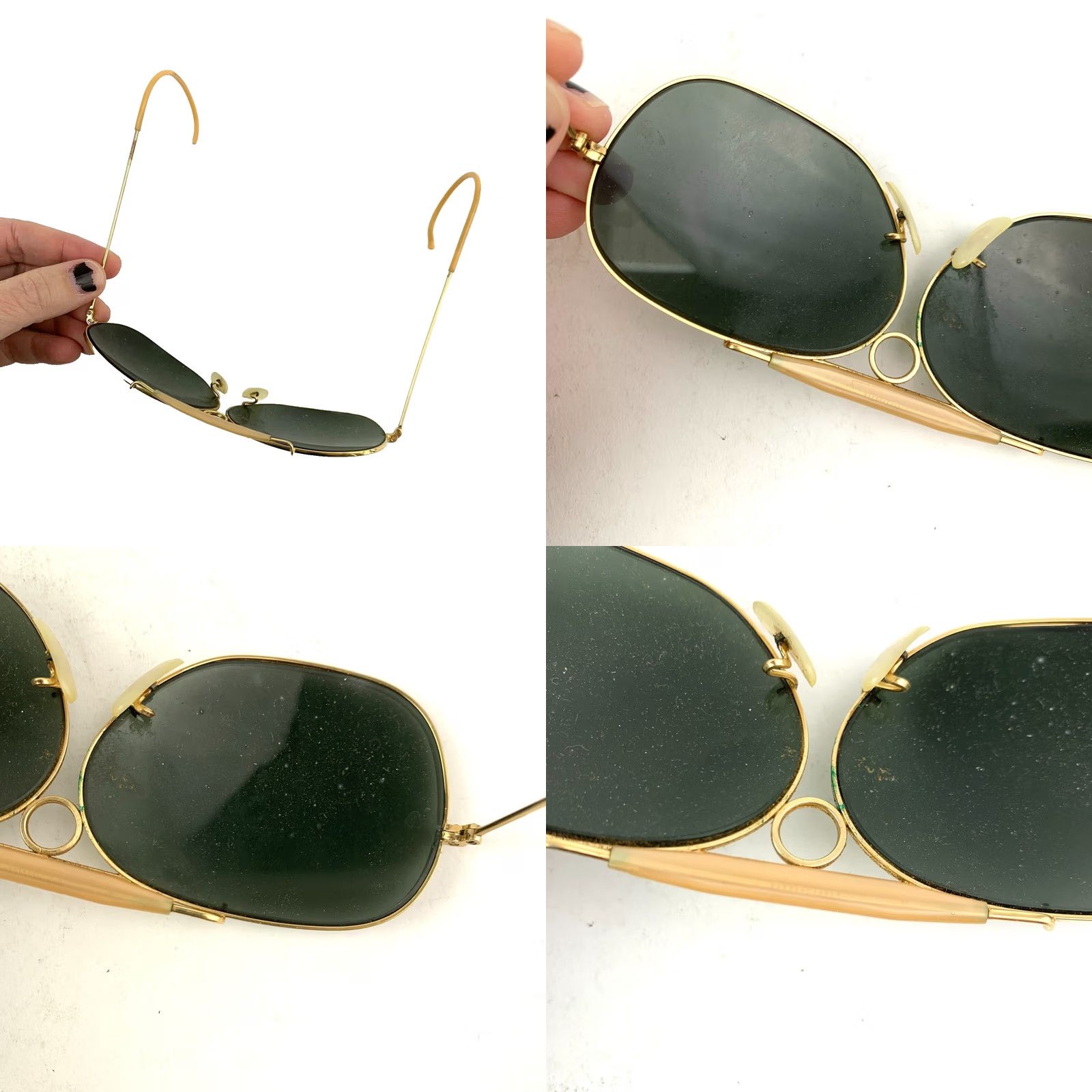 Vintage VINTAGE Ray-Ban Sunglasses Aviator Gold Frames with Cable Arms Unisex Adult Decot Shooter Style Size ONE SIZE - 8 Thumbnail