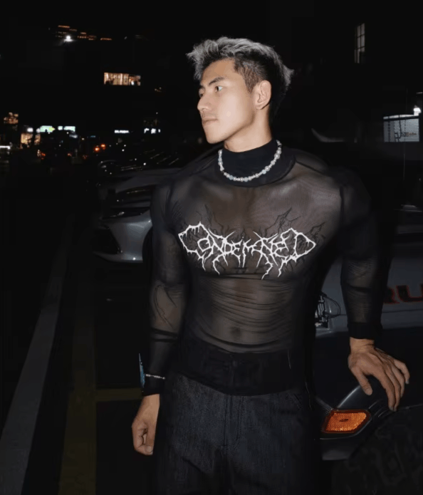 Japanese Brand dark graphic printed long-sleeved fitness Size US S / EU 44-46 / 1 - 1 Thumbnail