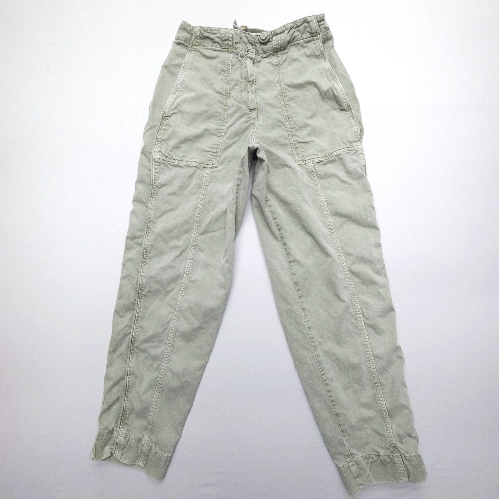 ME+EM Me + Em Pants Size 4 Green Washed Utility Tapered Engineer Cinch Waist Size 32" / US 10 / IT 46 - 2 Thumbnail