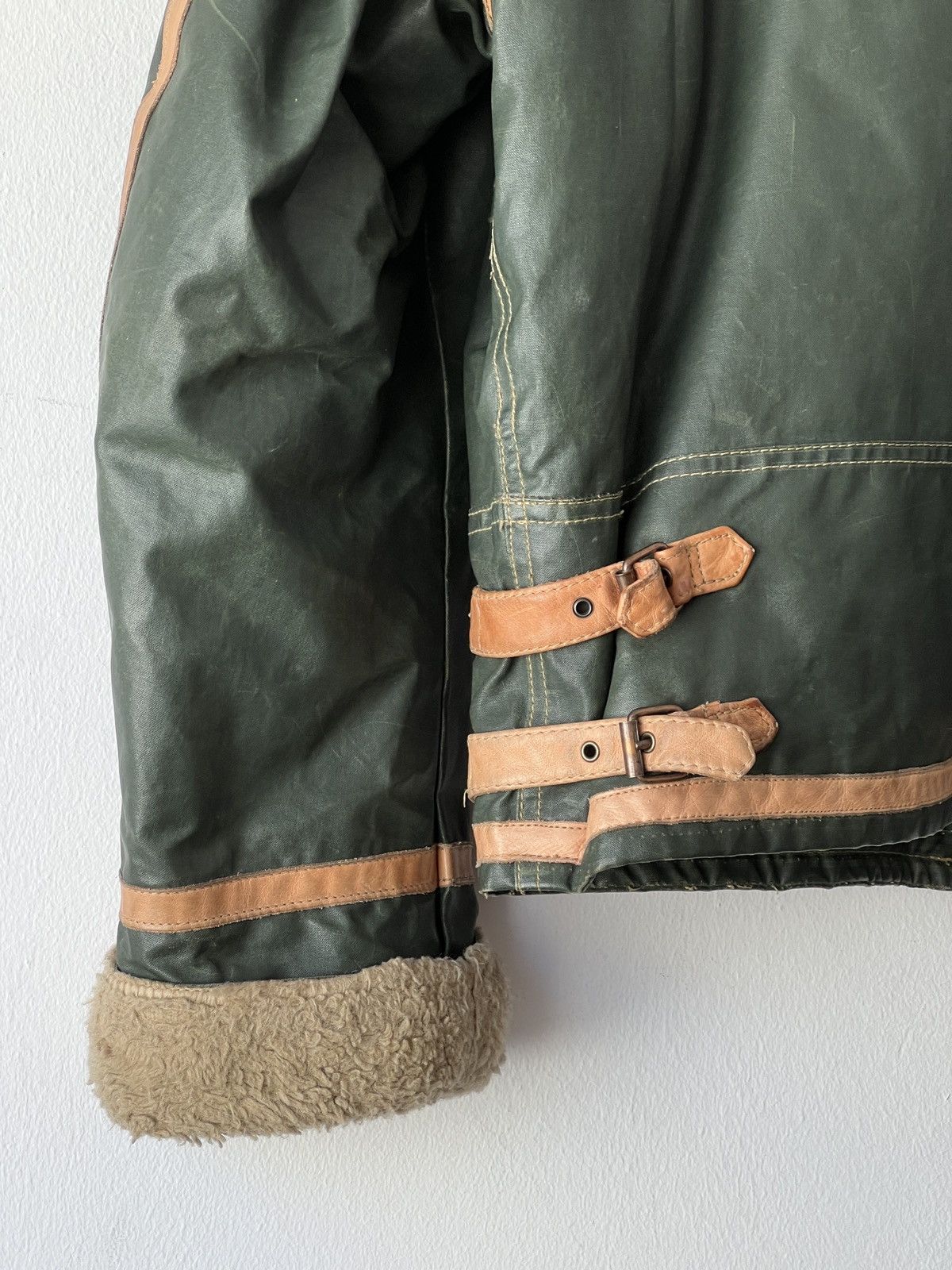 Diesel × Vintage Rare Diesel DMB 1955 Vintage Waxed Cotton & Shearling Jacket Size US L / EU 52-54 / 3 - 10 Thumbnail