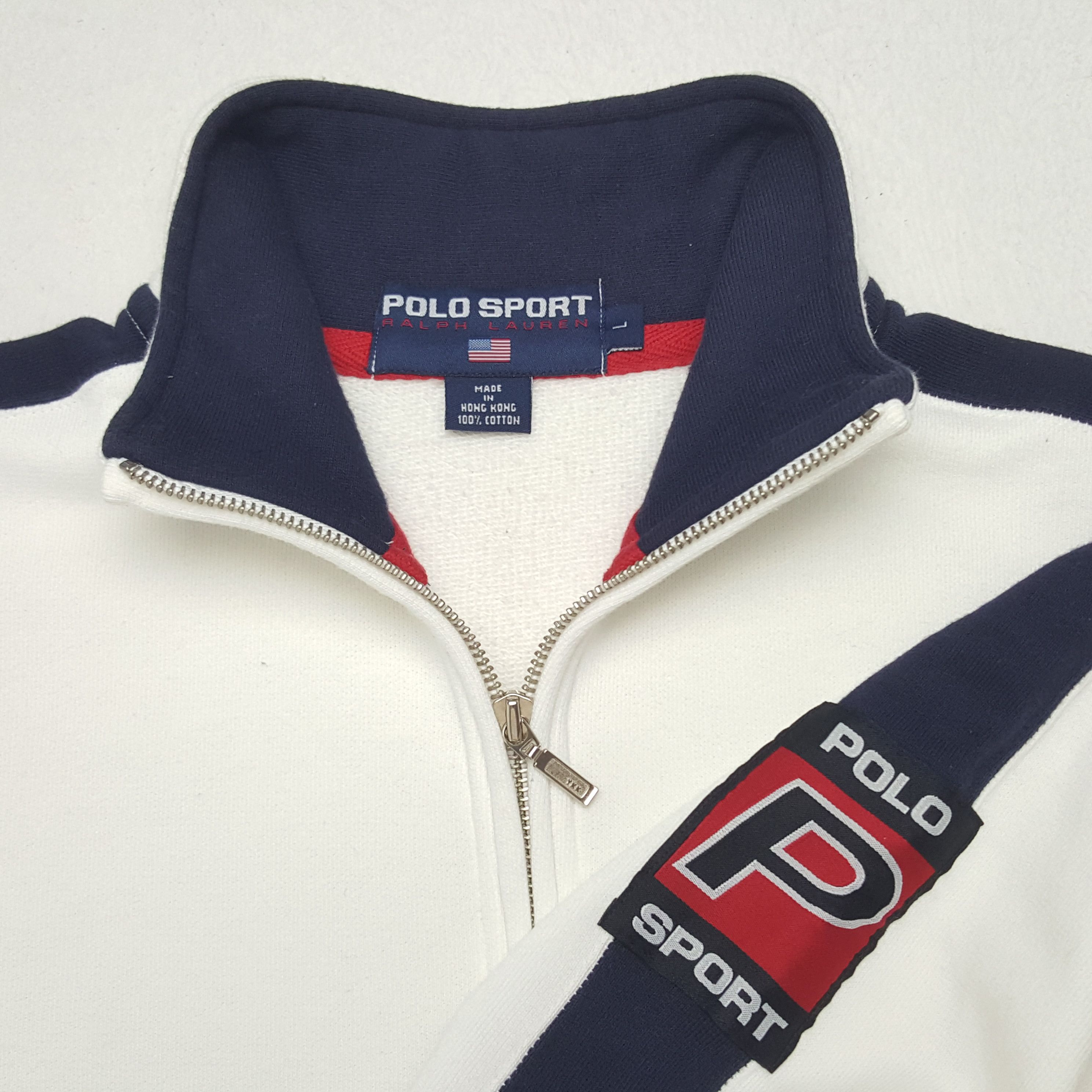 Polo Ralph Lauren × Vintage Vintage Polo Sports American Half Zipper Sweatshirt Size US XL / EU 56 / 4 - 4 Thumbnail