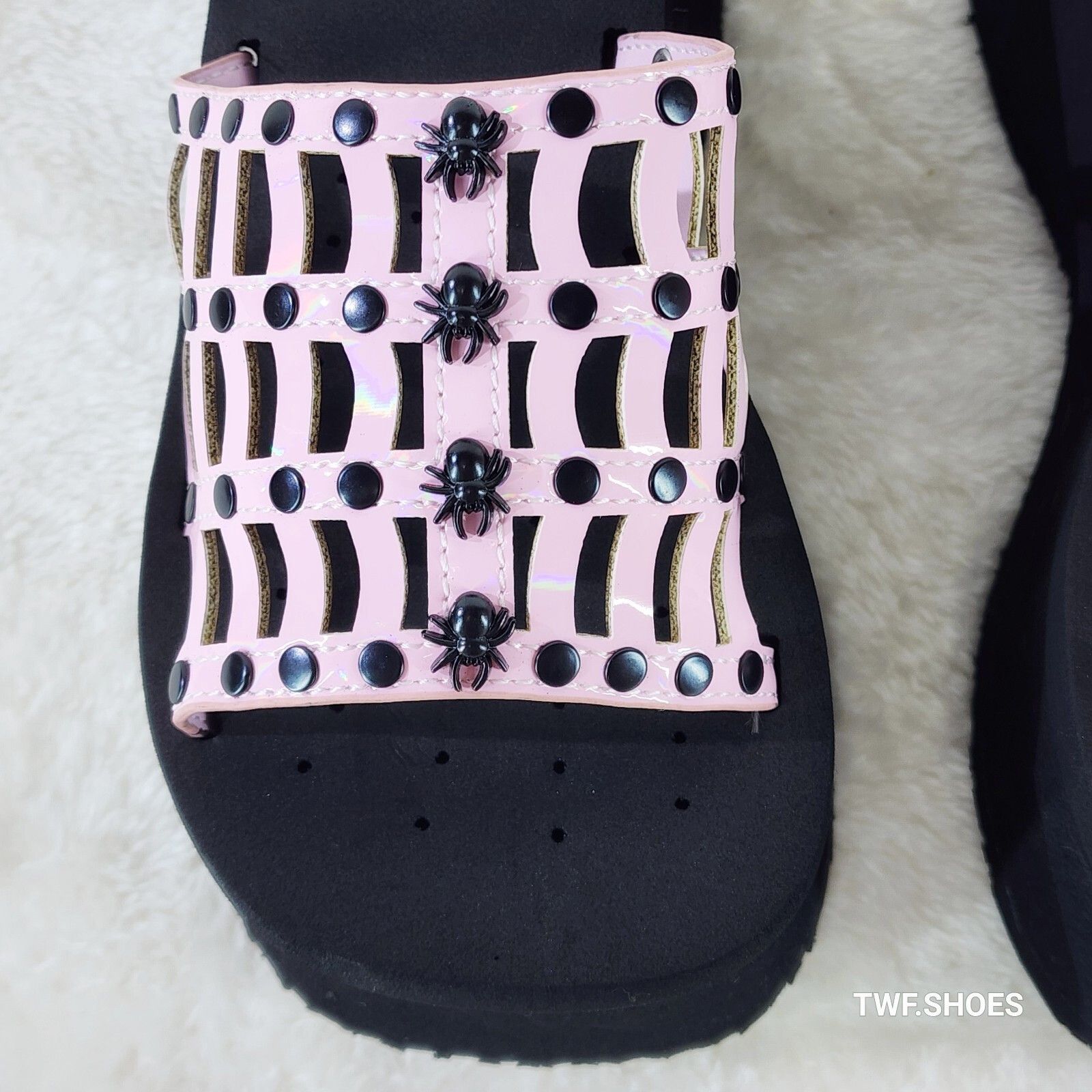 Other Funn Platform Goth Cut Out Web Sandals Spider Studs Slip On Size US 9 / IT 39 - 4 Thumbnail