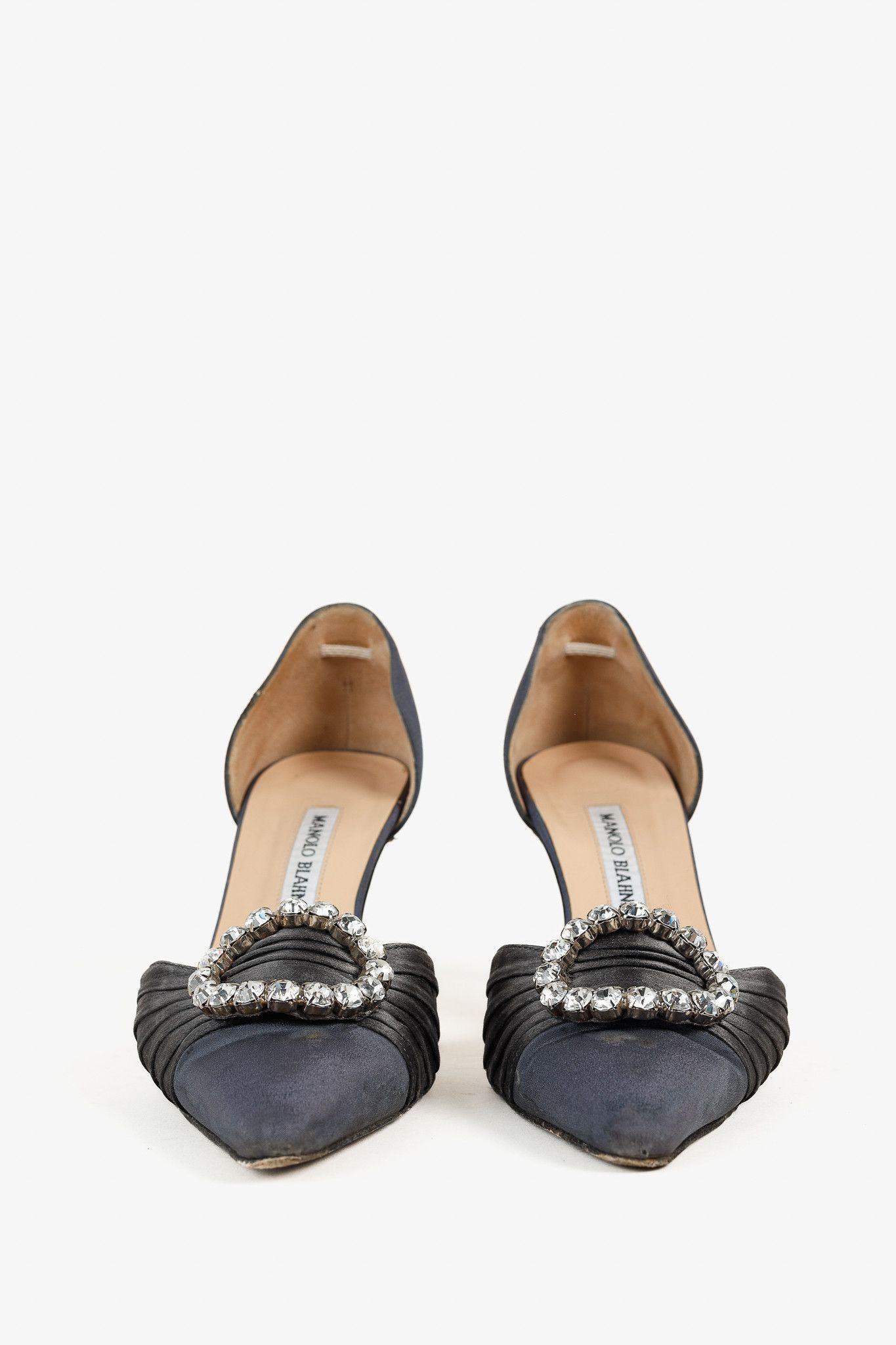 Manolo Blahnik Manolo Blahnik Sedara Satin Crystal-Embellished Pumps Size US 7.5 / IT 37.5 - 3 Thumbnail